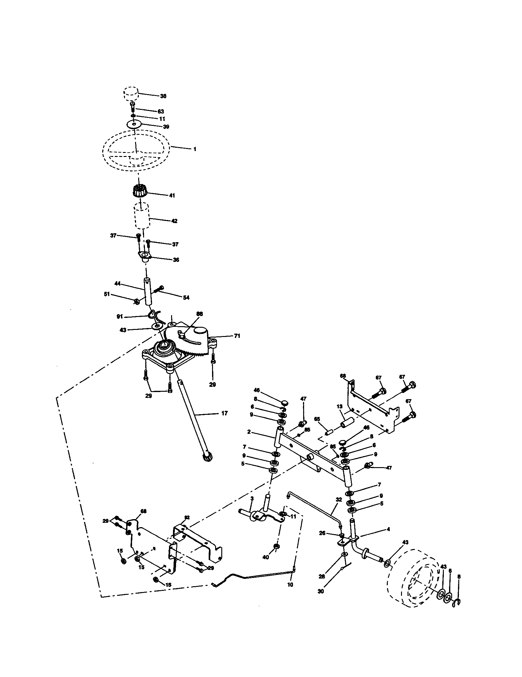 Weed Eater GE1138 (SN1138A) steering wheel diagram