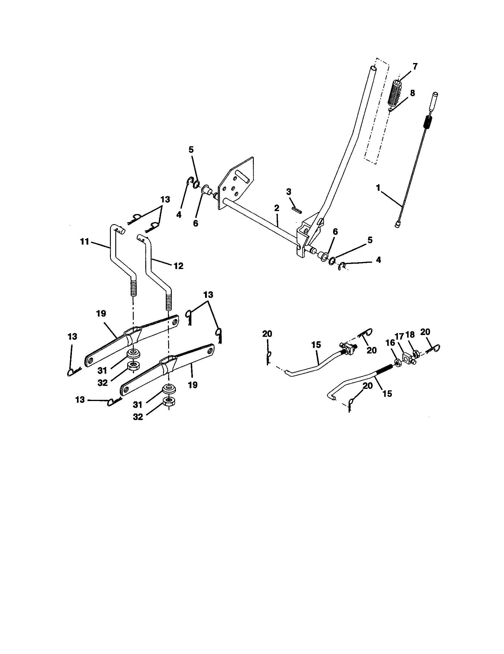 Weed Eater GE1138 (SN1138A) mower lift diagram