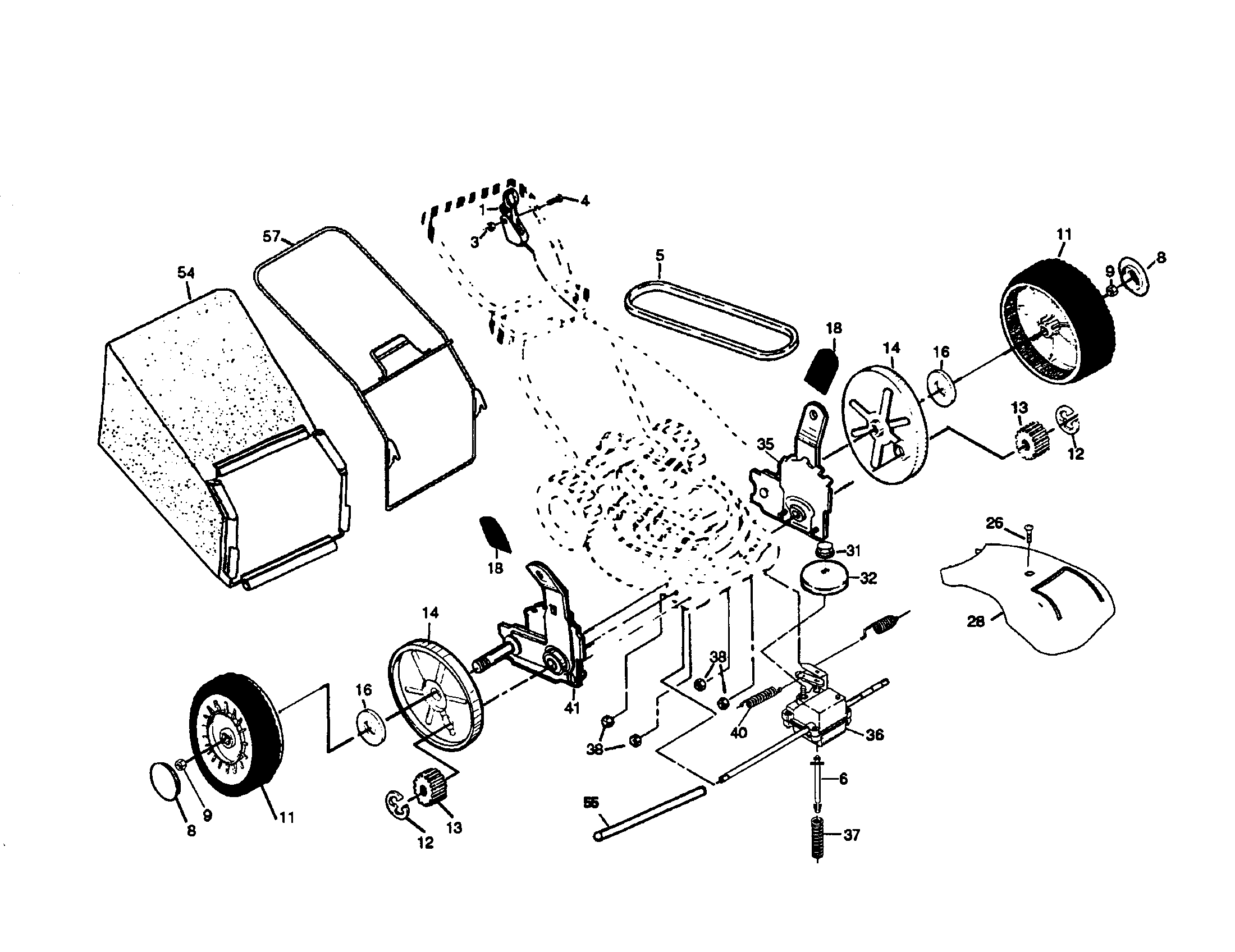 Poulan PR675Y21CHA wheels/tires/bag diagram