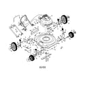 Poulan PR65N22SHA engine/housing/handle/wheel diagram