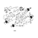 Poulan PR55N21CHB engine/housing/handle/bag/wheels diagram