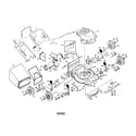 Weed Eater W425QF20RA engine/housing/bag/handle/wheels diagram
