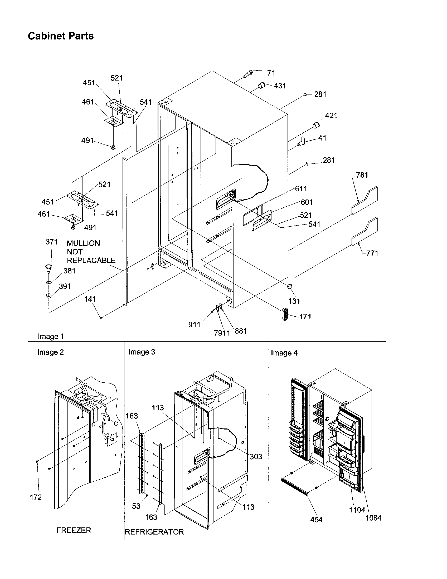 Kenmore 59658632891 cabinet parts diagram