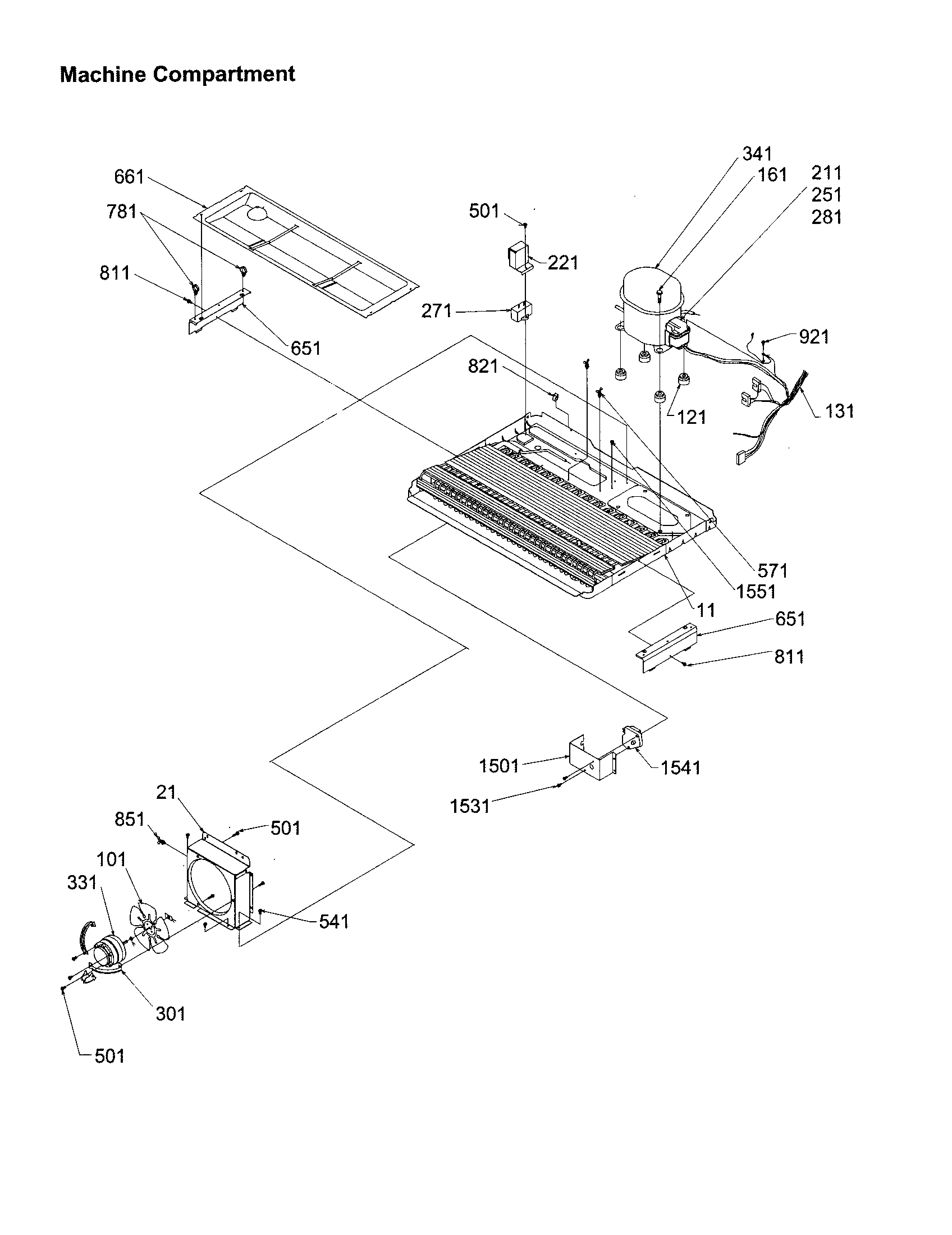 Kenmore 59658632891 machine compartment diagram