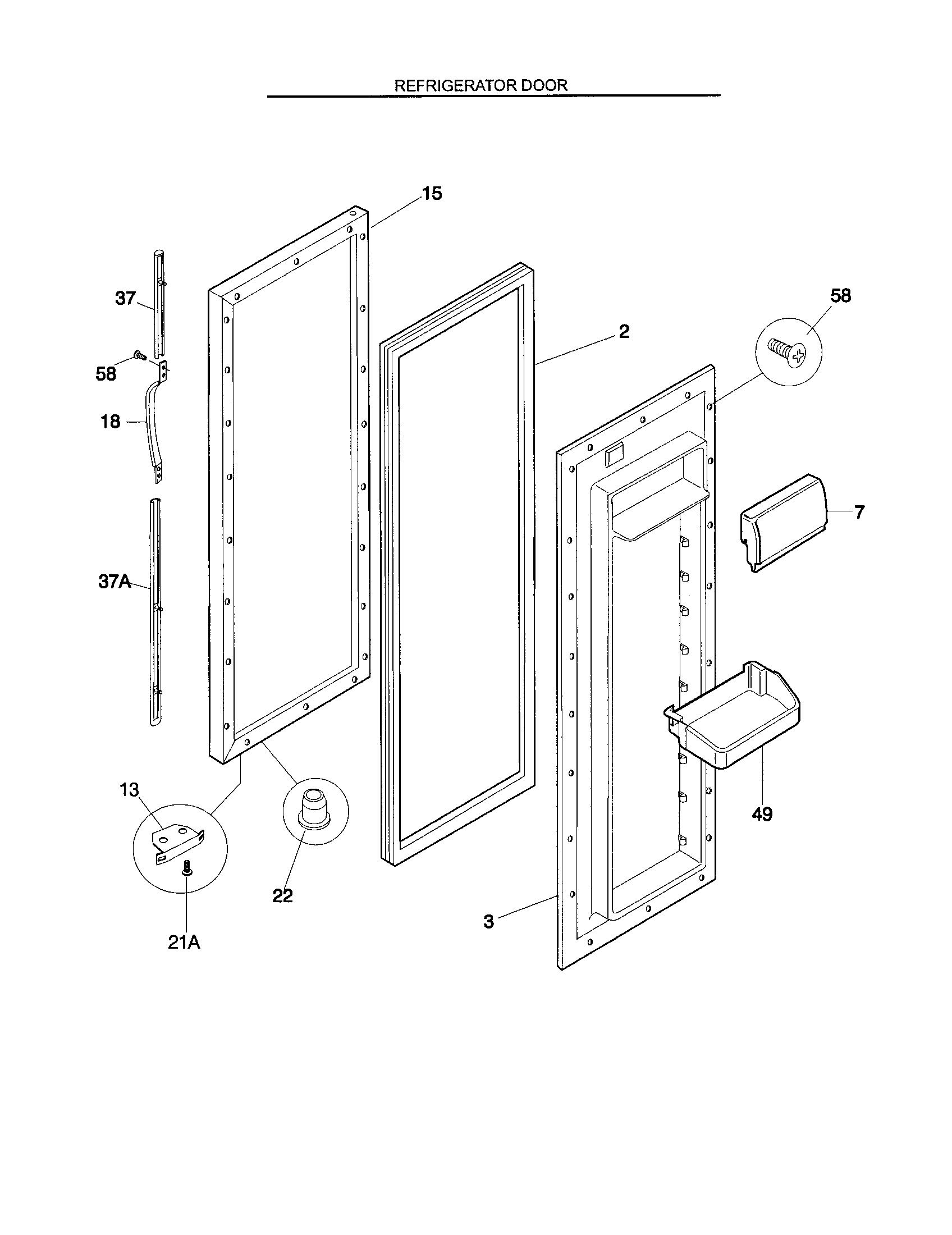 Frigidaire FRS26KR4JW1 refrigeraotr door diagram