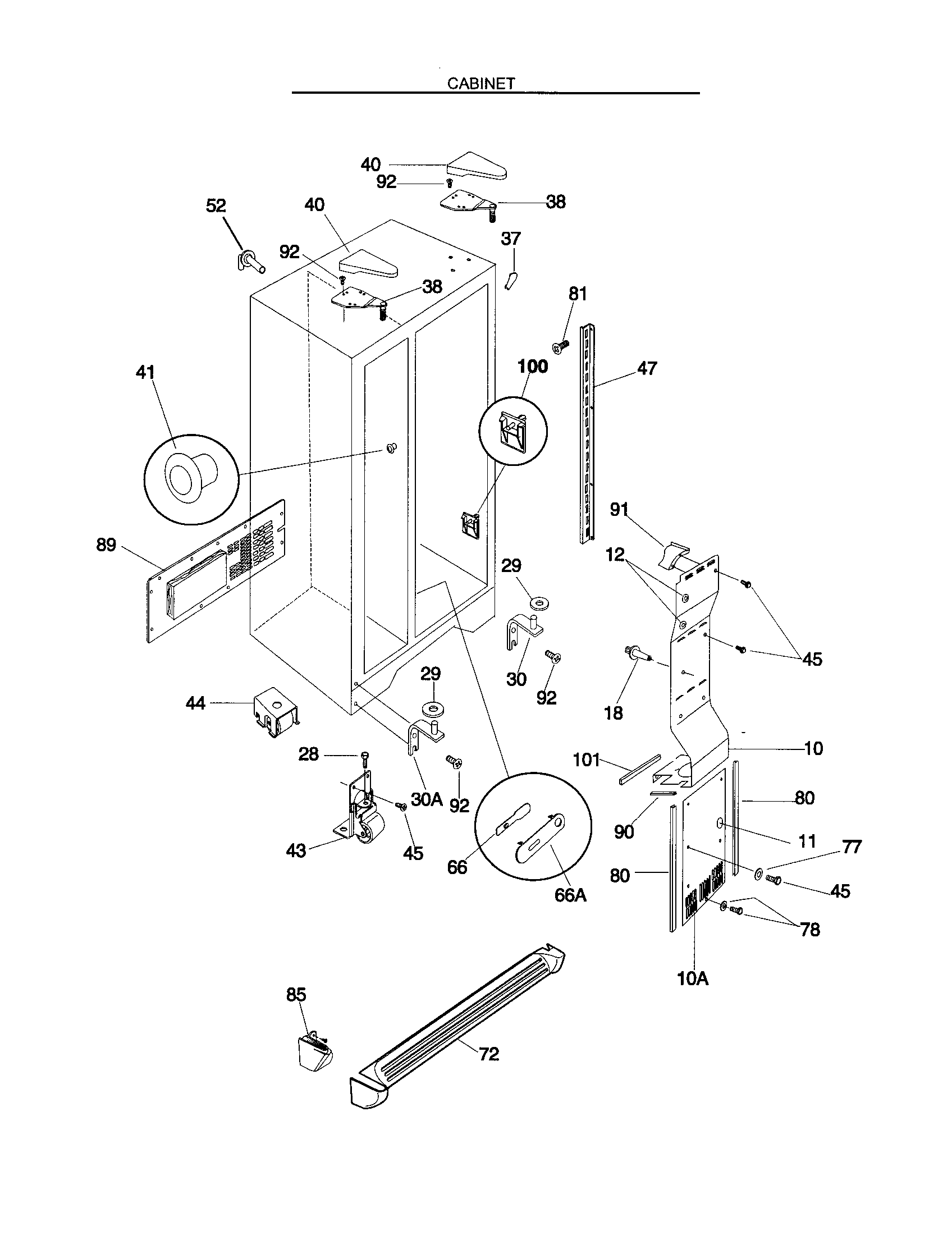 Frigidaire FRS26KR4JW1 cabinet diagram