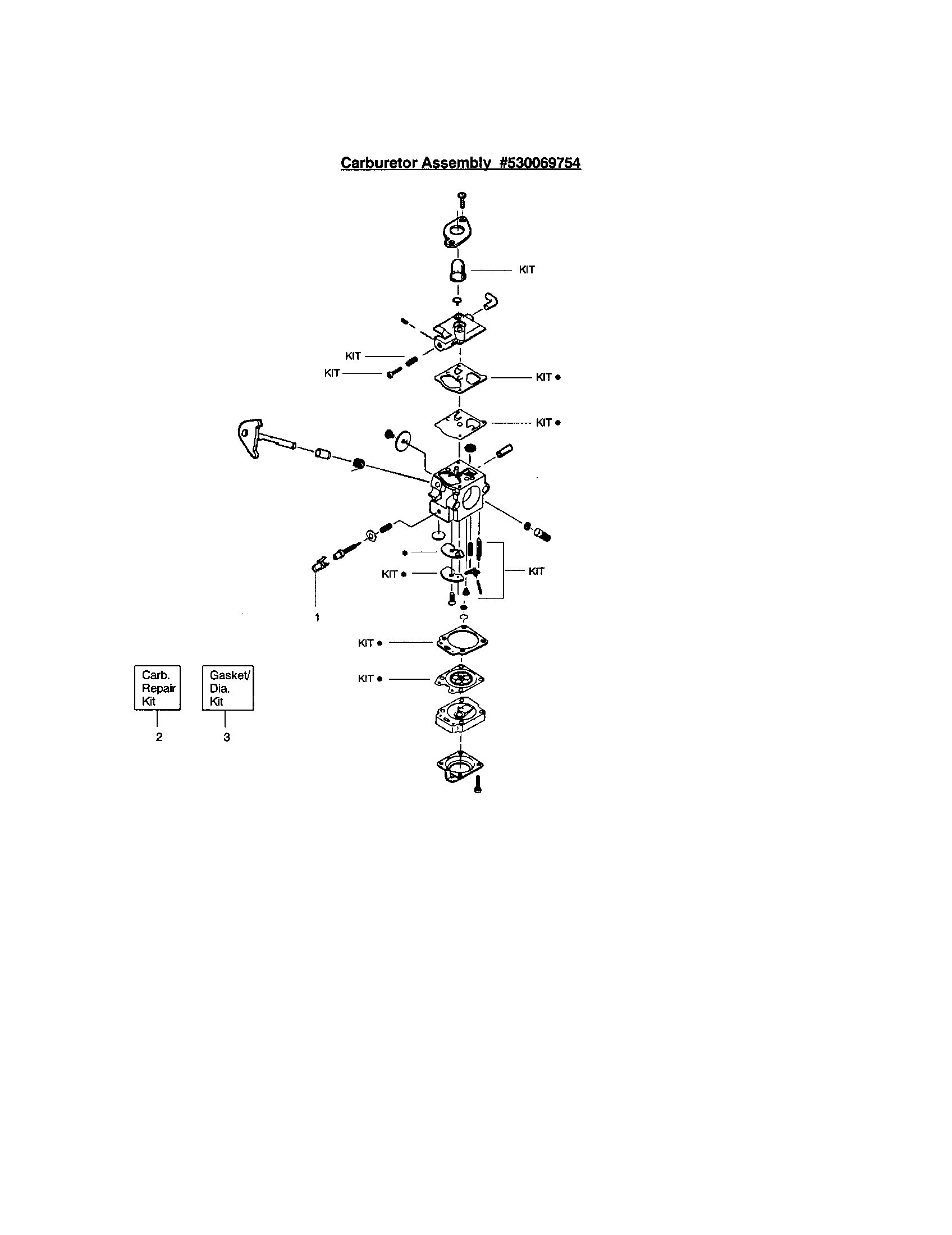 Weed Eater FEATHERLITE SST (RECON) carburetor 530069754 diagram