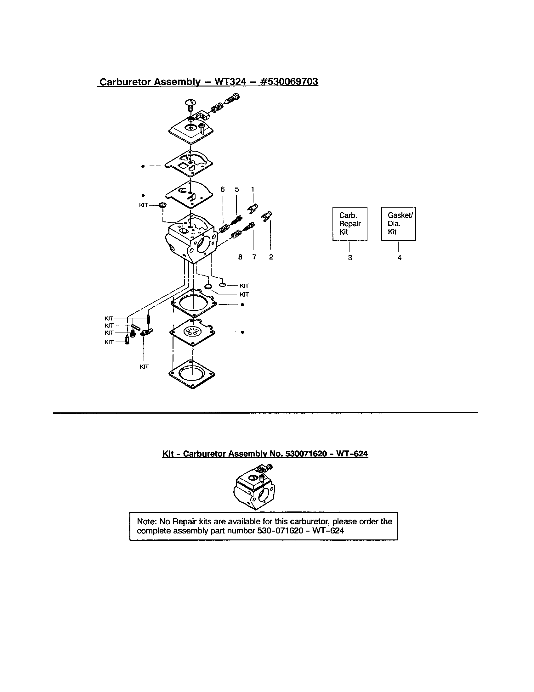 Poulan 2175 TYPE 1-5 (RECON) carburetors diagram