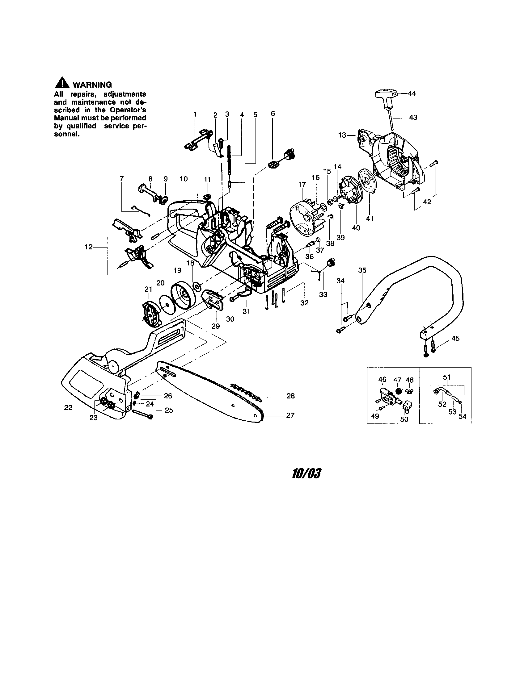 Poulan S1838 (RECON) fan housing/chain/bar diagram