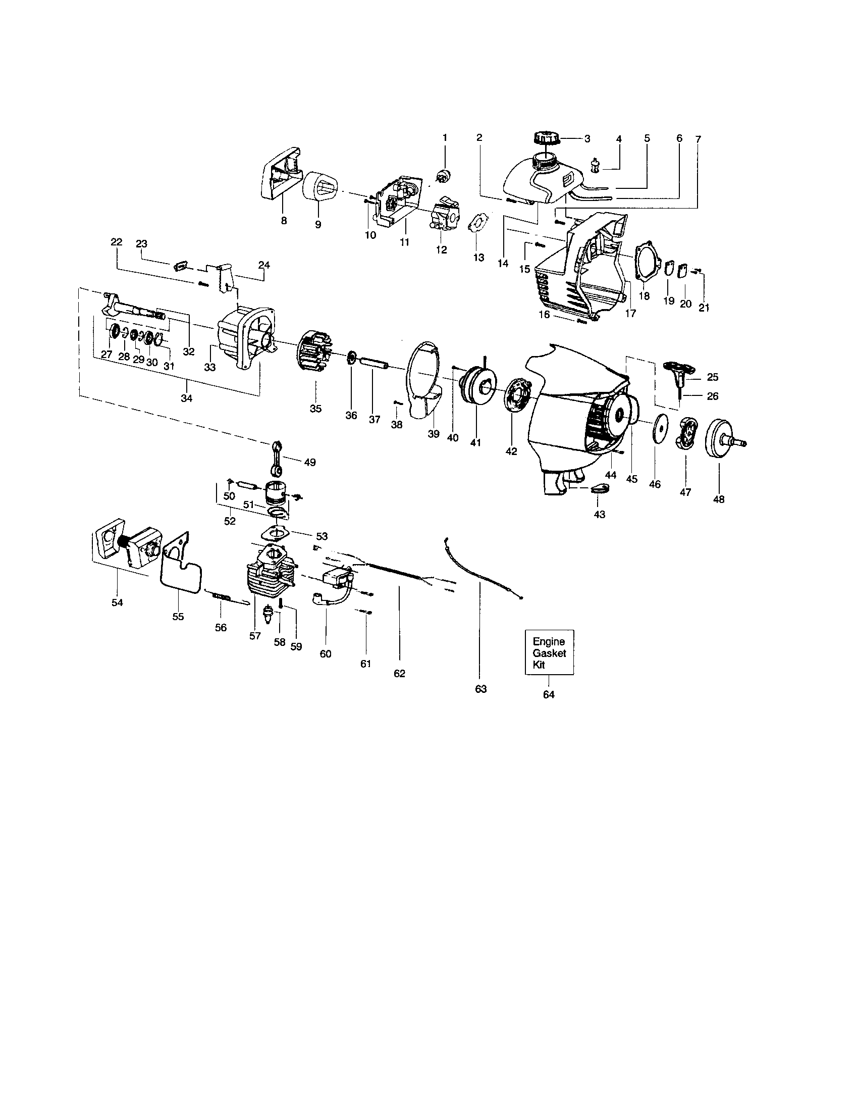 Poulan S31BC (RECON) crankshaft/cylinder/crankcase diagram