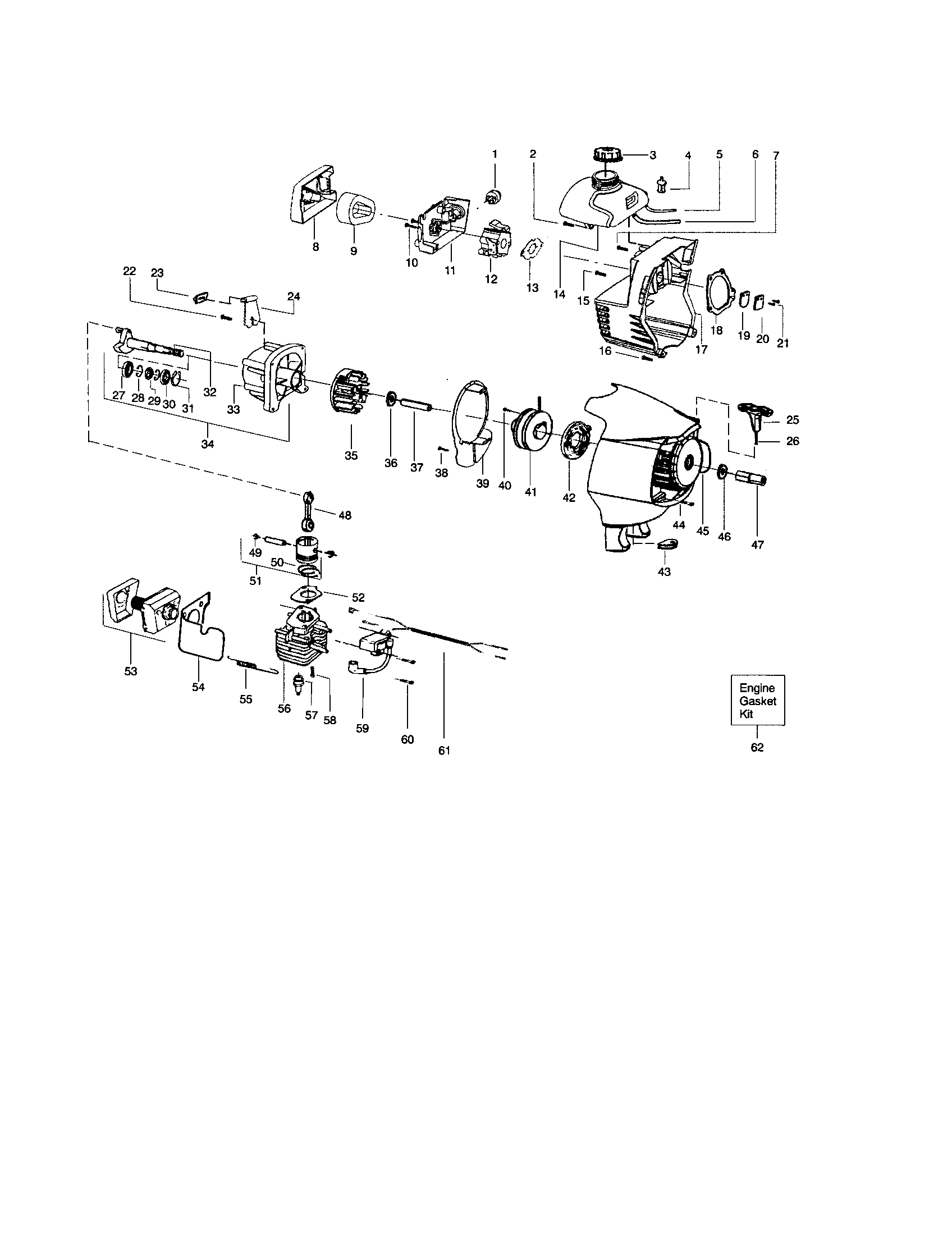 Poulan PP131 (RECON) crankshaft/cylinder/crankcase diagram