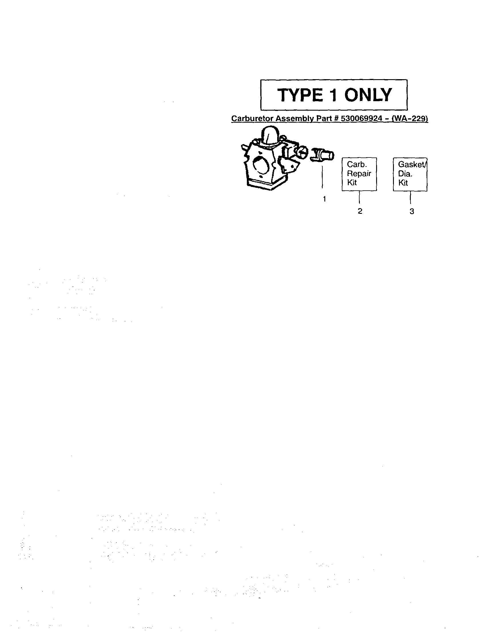 Weed Eater BV1800-TYPE 1 carburetor diagram