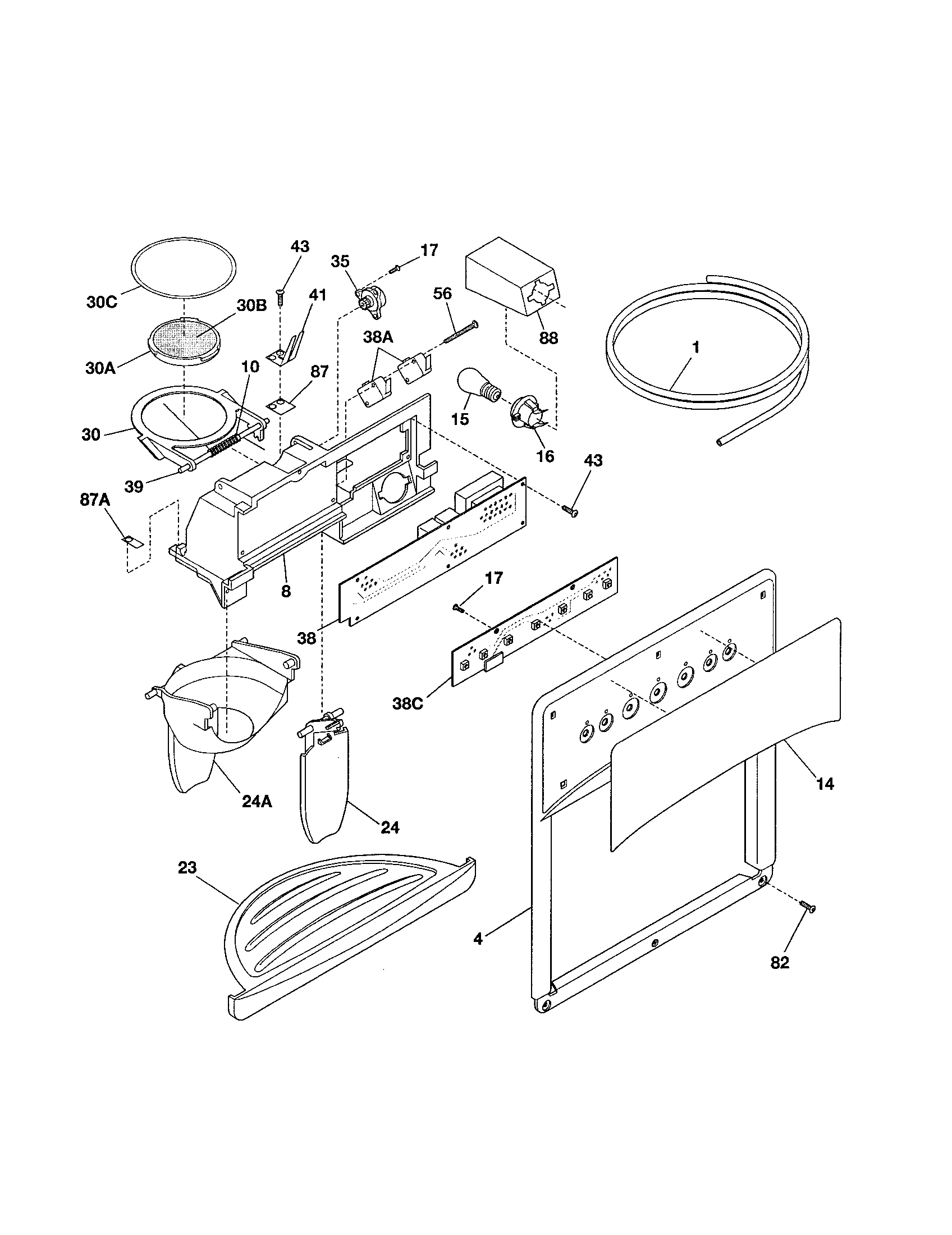 Kenmore 25354734303 dispenser diagram