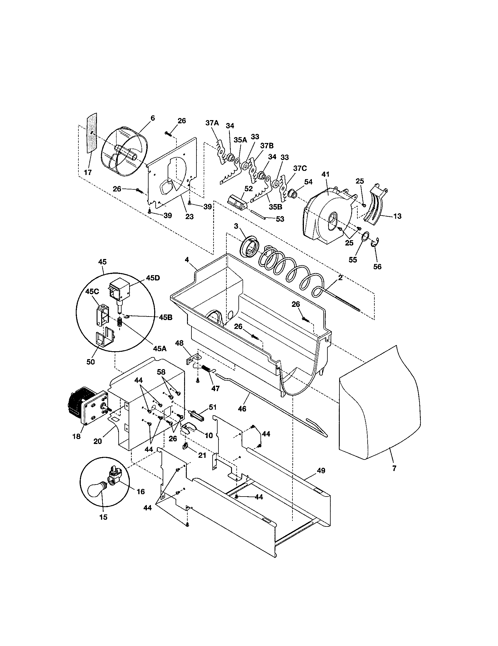 Kenmore 25354734303 ice container diagram