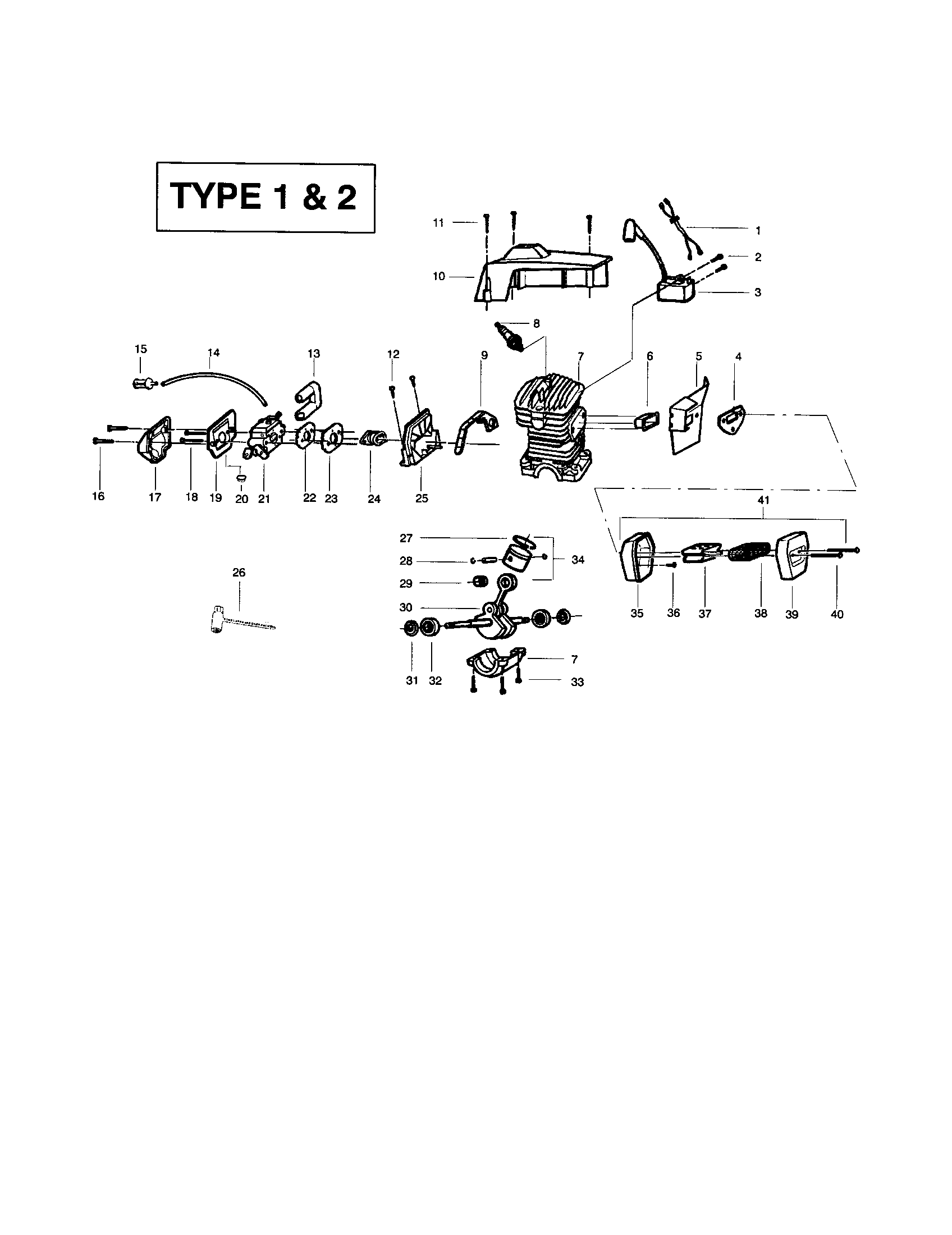 Poulan 295 TYPE 1,2 (RECON) shield/cylinder/muffler diagram