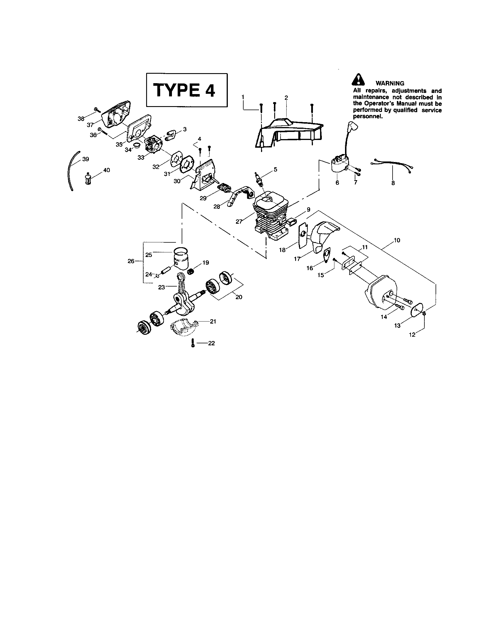 Poulan 295 TYPE 4 (RECON) shield/cylinder/crankshaft diagram