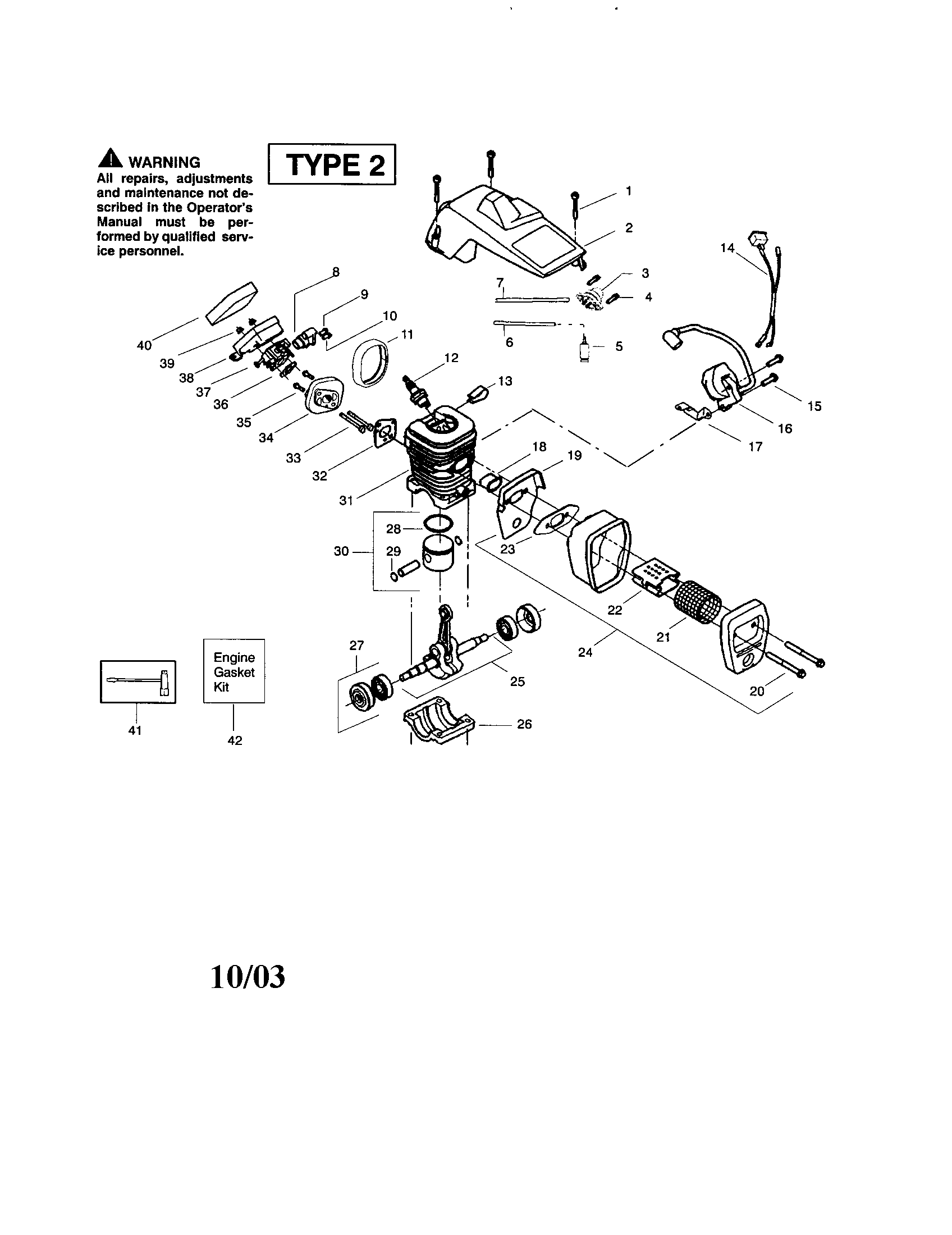 Poulan 260 TYPE 2 (RECON) shield/cylinder/muffler diagram