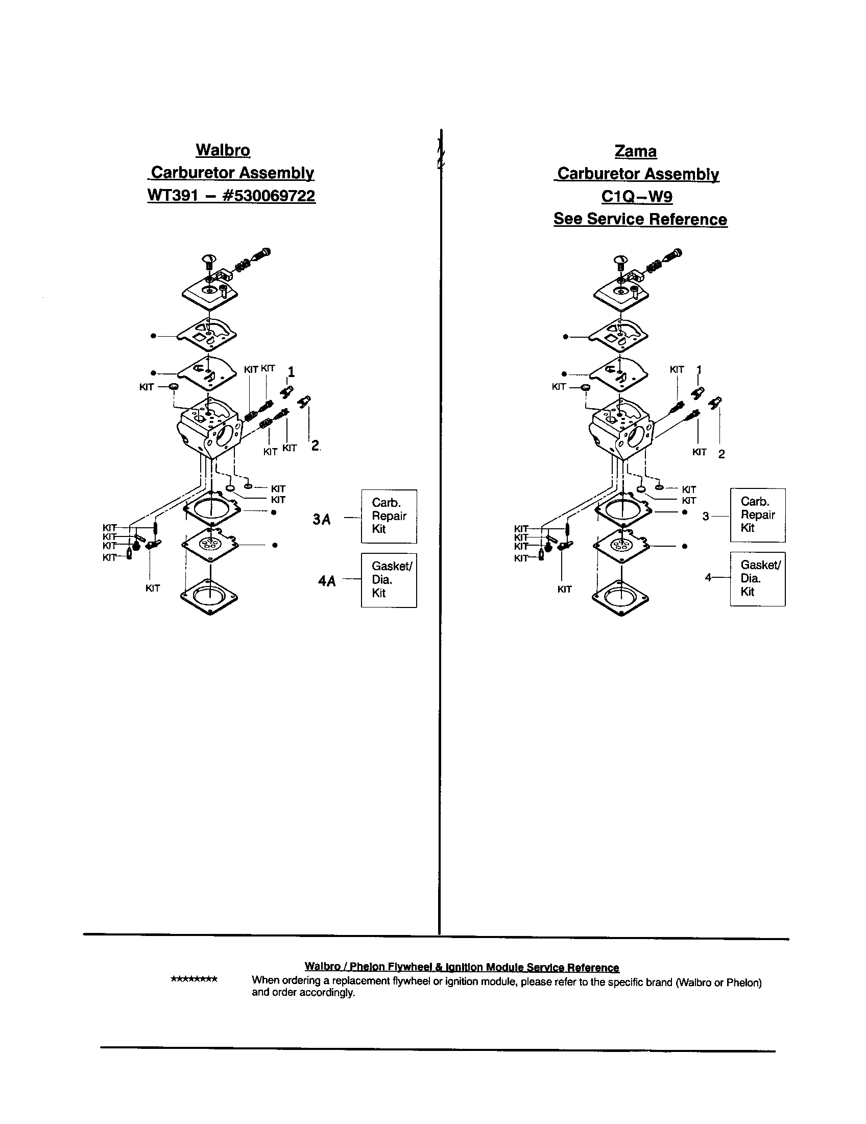 Poulan 260 TYPE 2 (RECON) carburetor's diagram