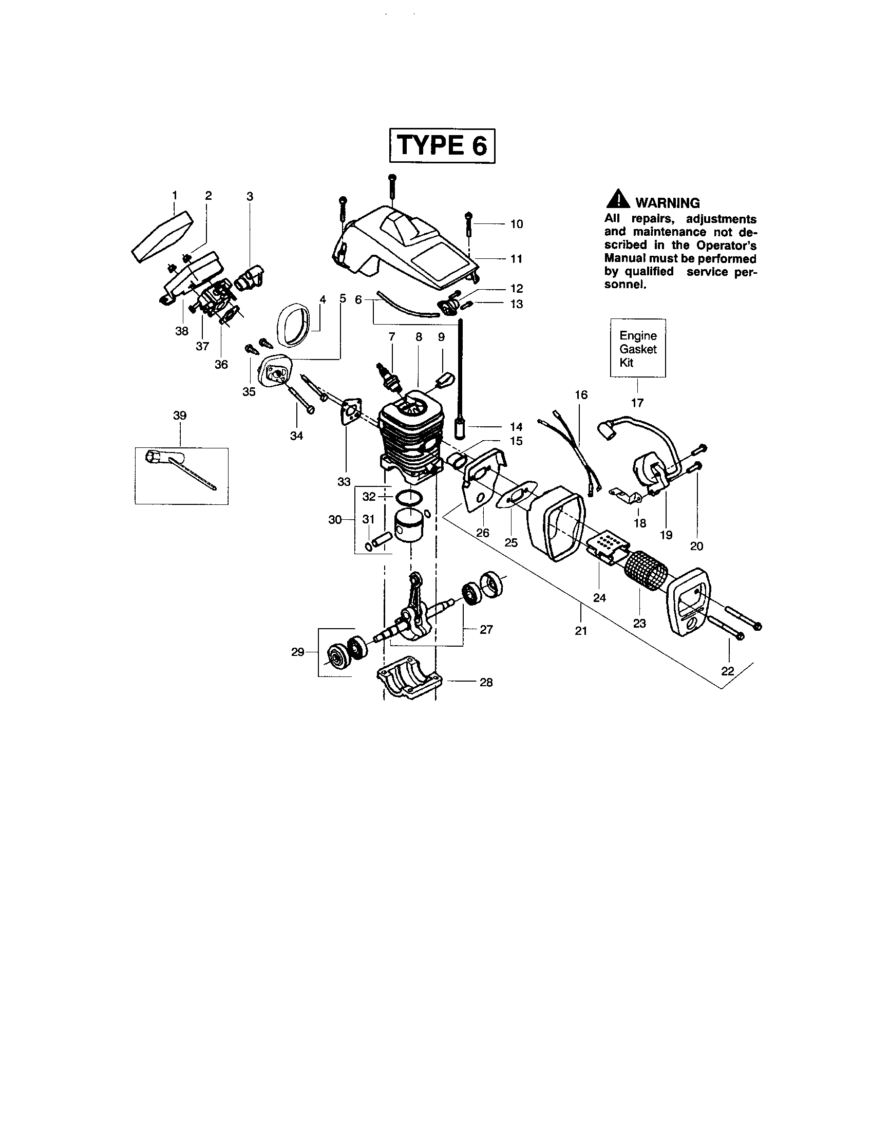 Poulan 2050 TYPE 6 (RECON) shield/cylinder/muffler diagram