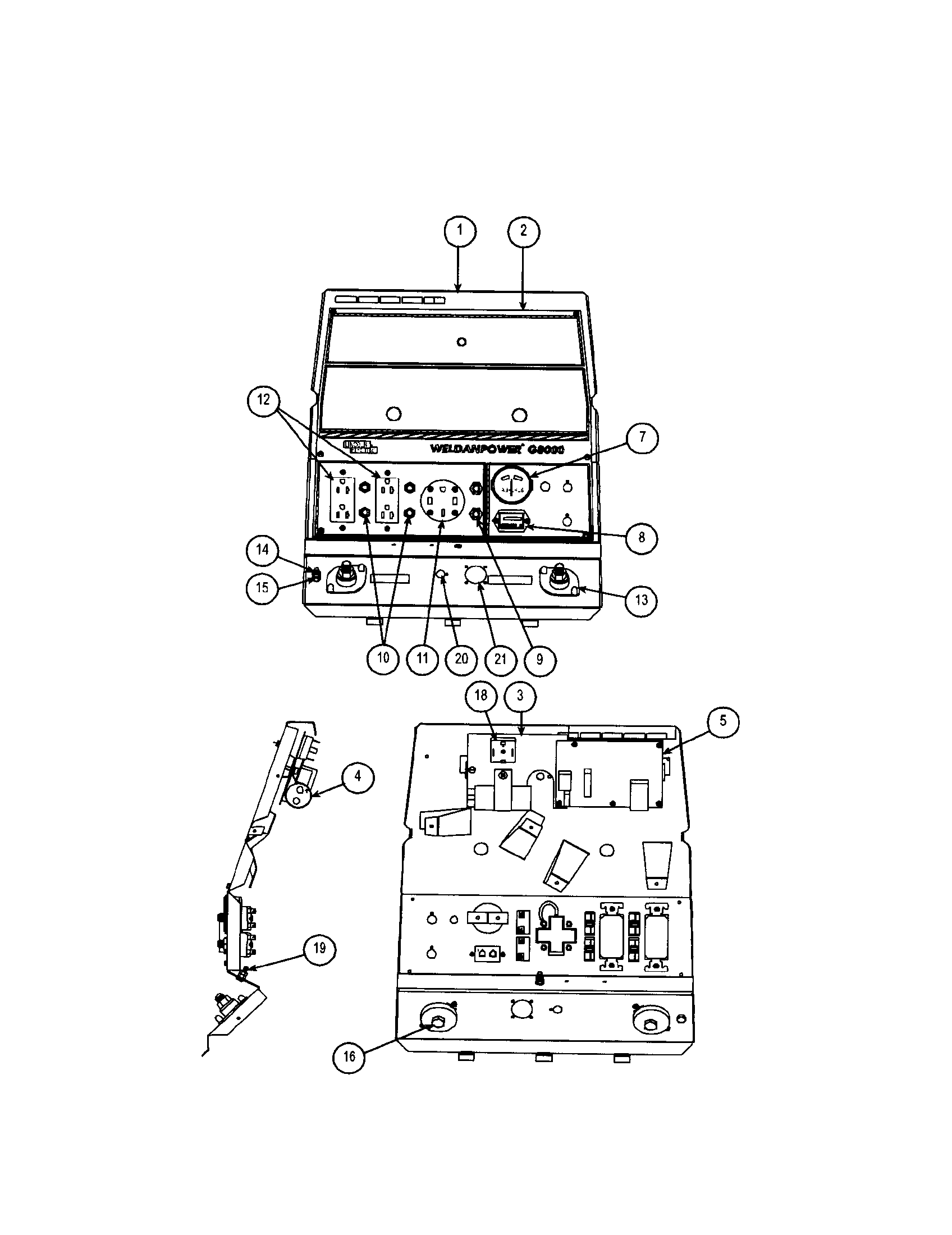 Lincoln WPG8000 case front assembly diagram