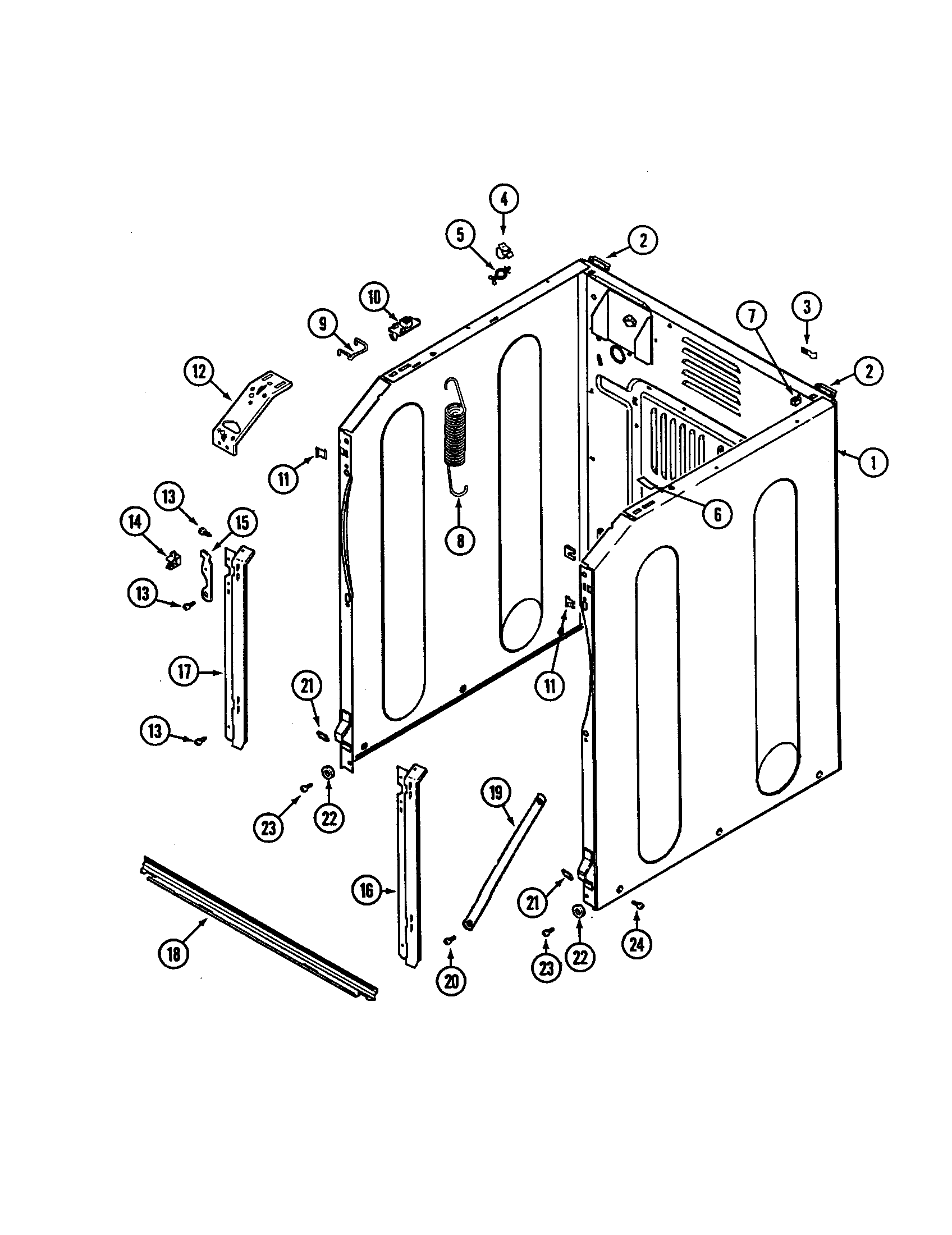 Maytag MAH14PSAAW cabinet front diagram