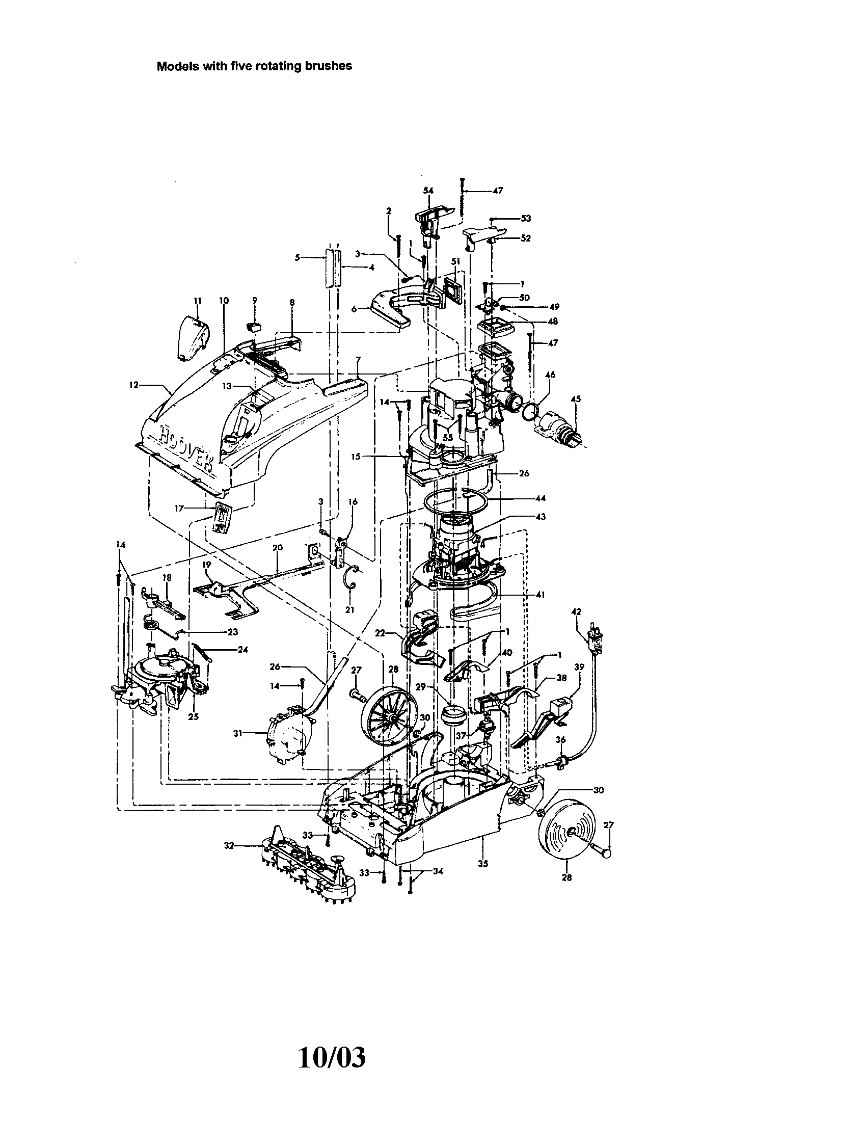 Hoover F5907-900 hood/brushes diagram