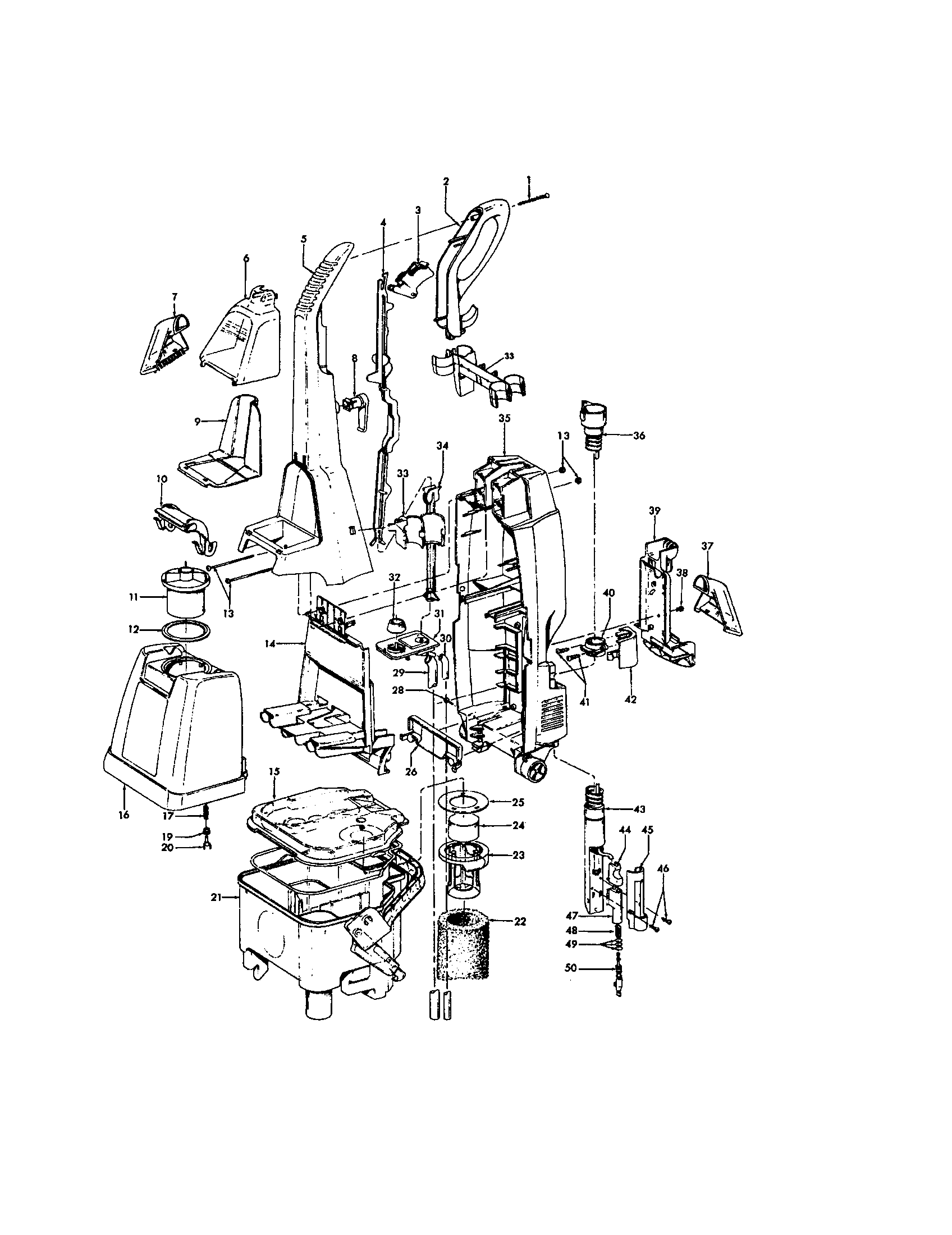 Hoover F5907-900 body/tank/handle diagram