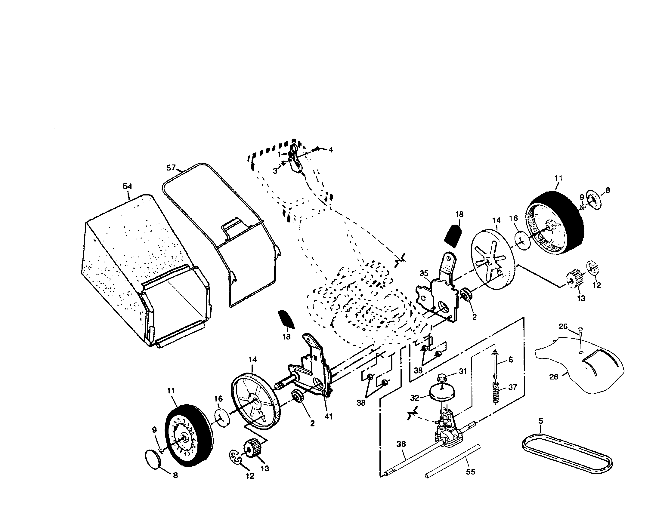 Poulan PR675Y21CHC wheels/tires/bag diagram