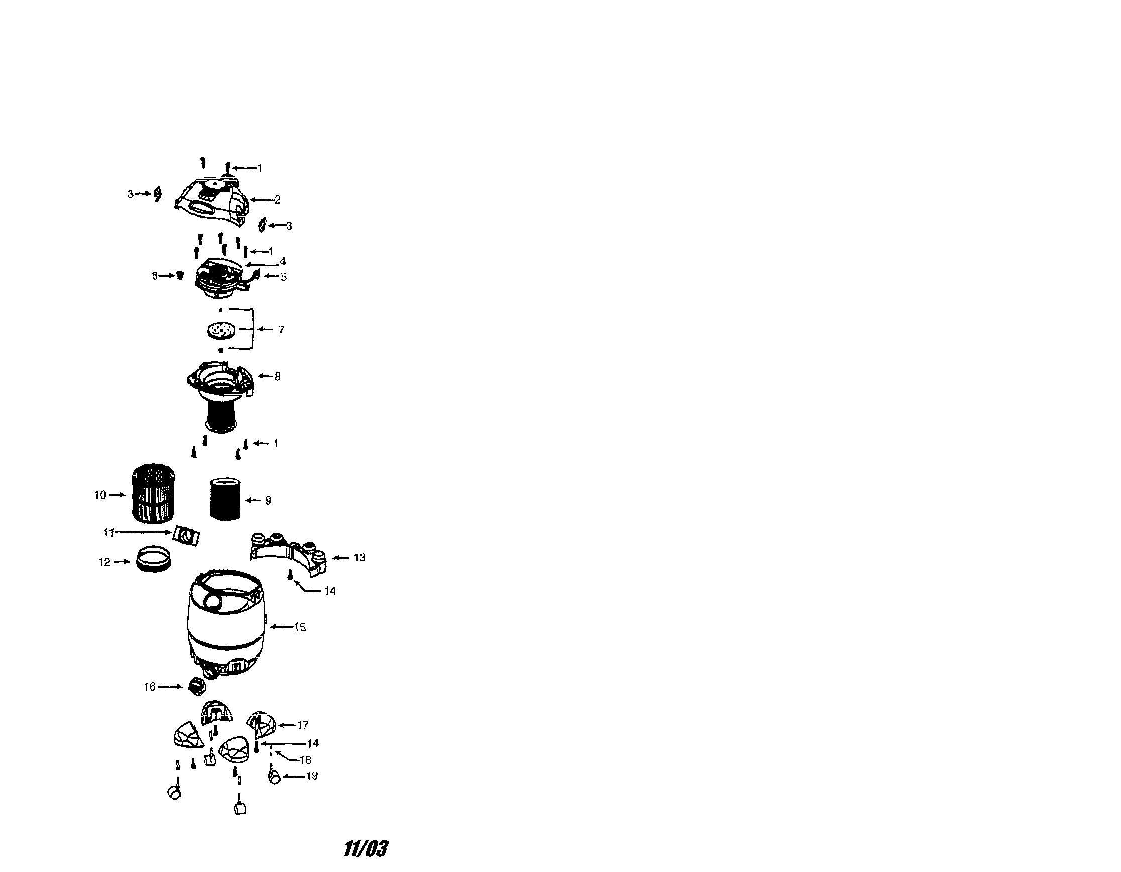 Craftsman 338179370 8 gallon wet/dry vac diagram
