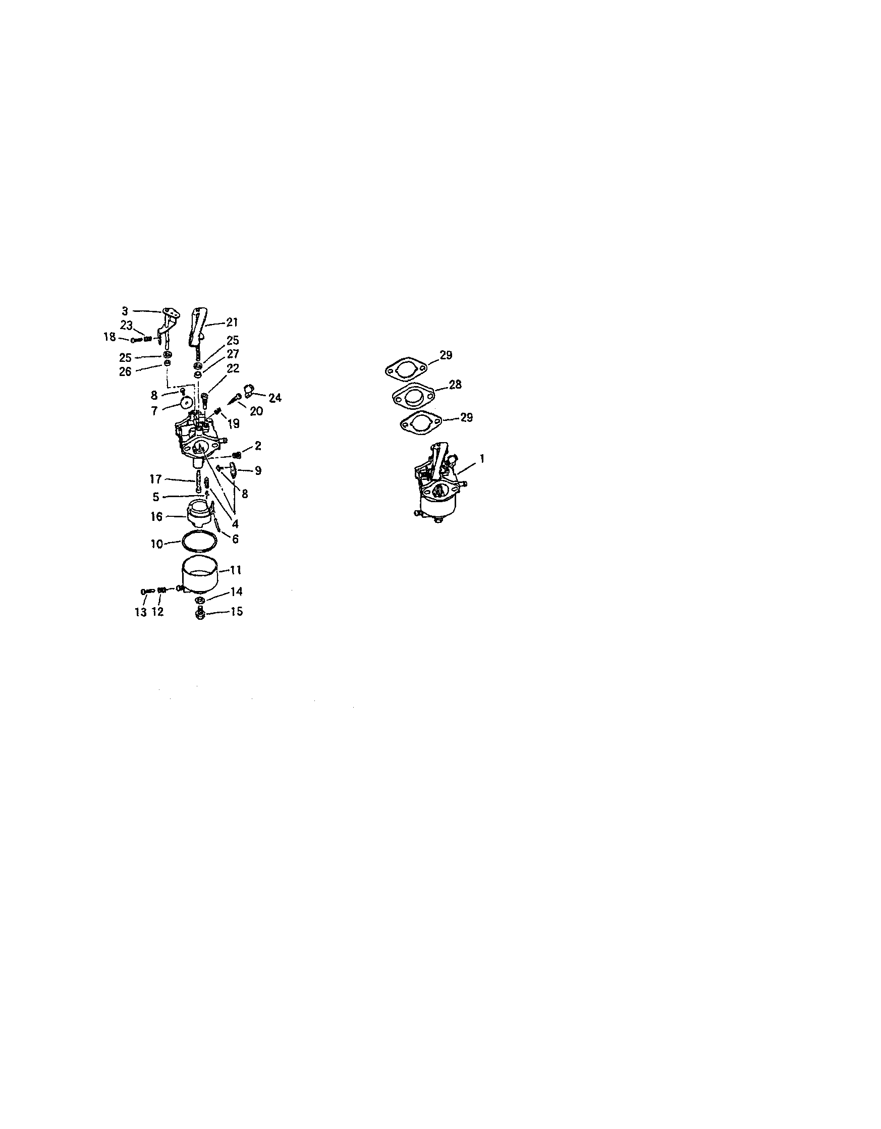 Briggs & Stratton 01532-2 carburetor/control/linkages diagram