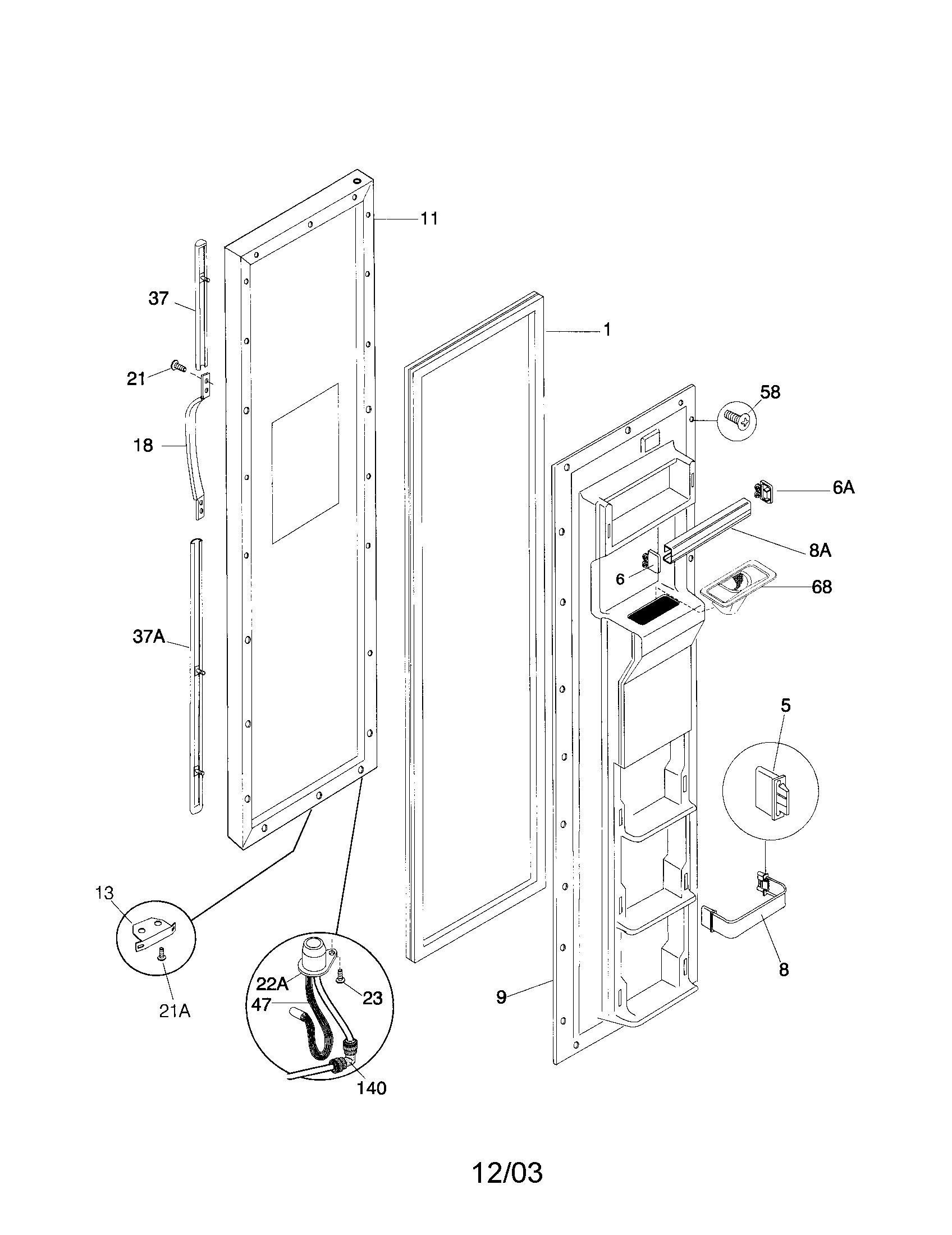 Frigidaire F45WJ26HW1 freezer door diagram