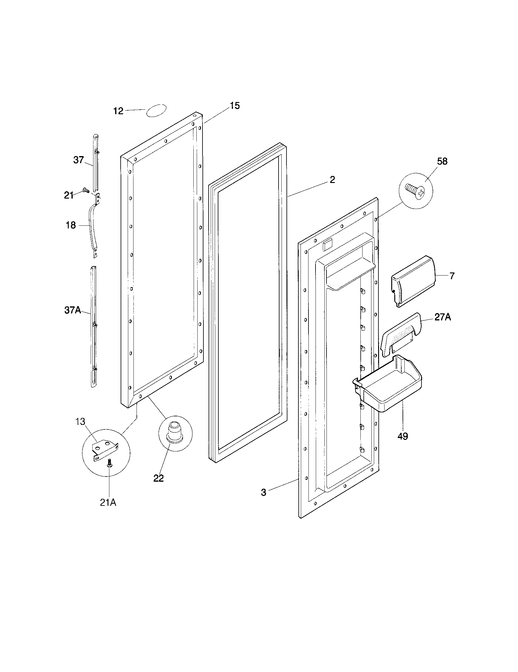 Frigidaire F45WJ26HW1 refrigerator door diagram