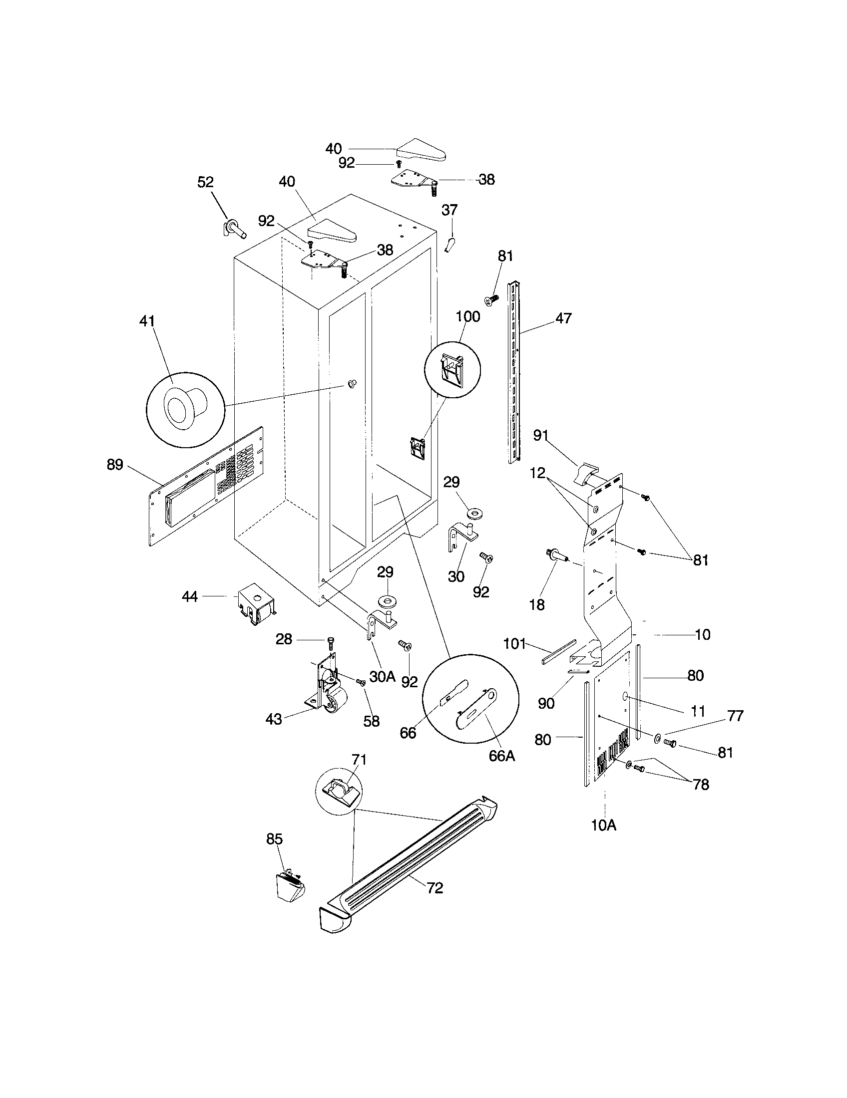 Frigidaire F45WJ26HW1 cabinet diagram