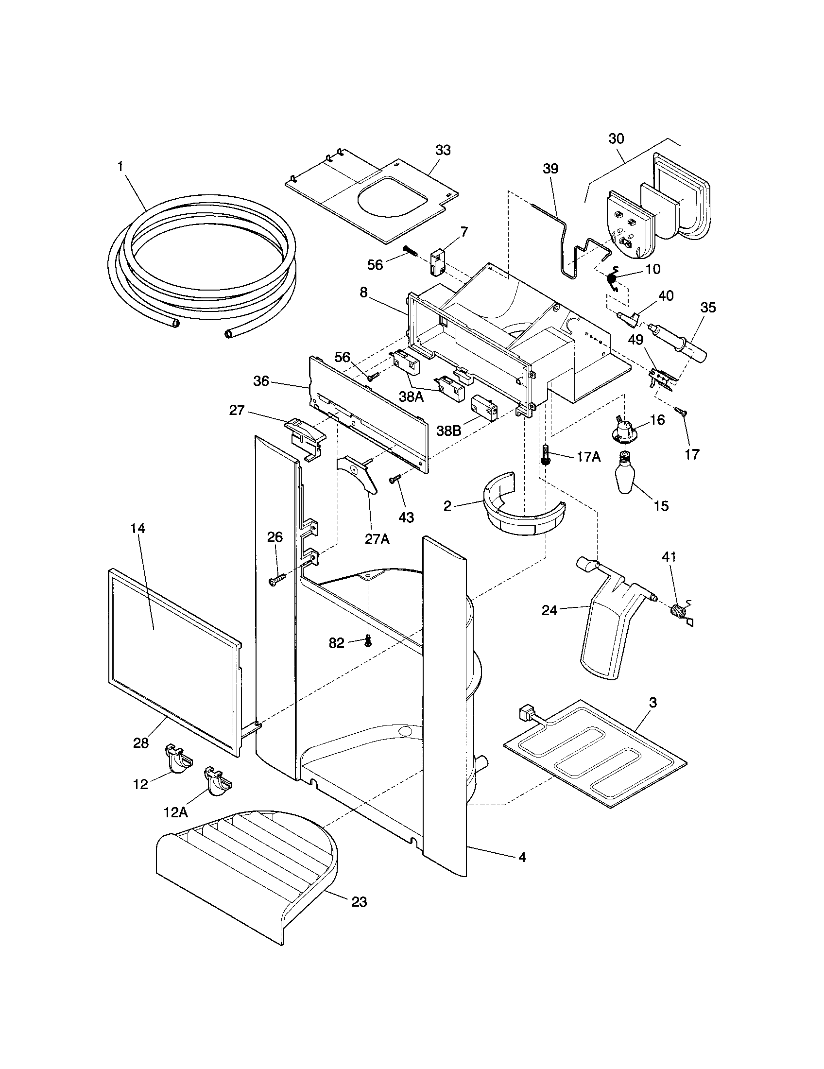 Frigidaire F45WJ26HW1 dispenser diagram