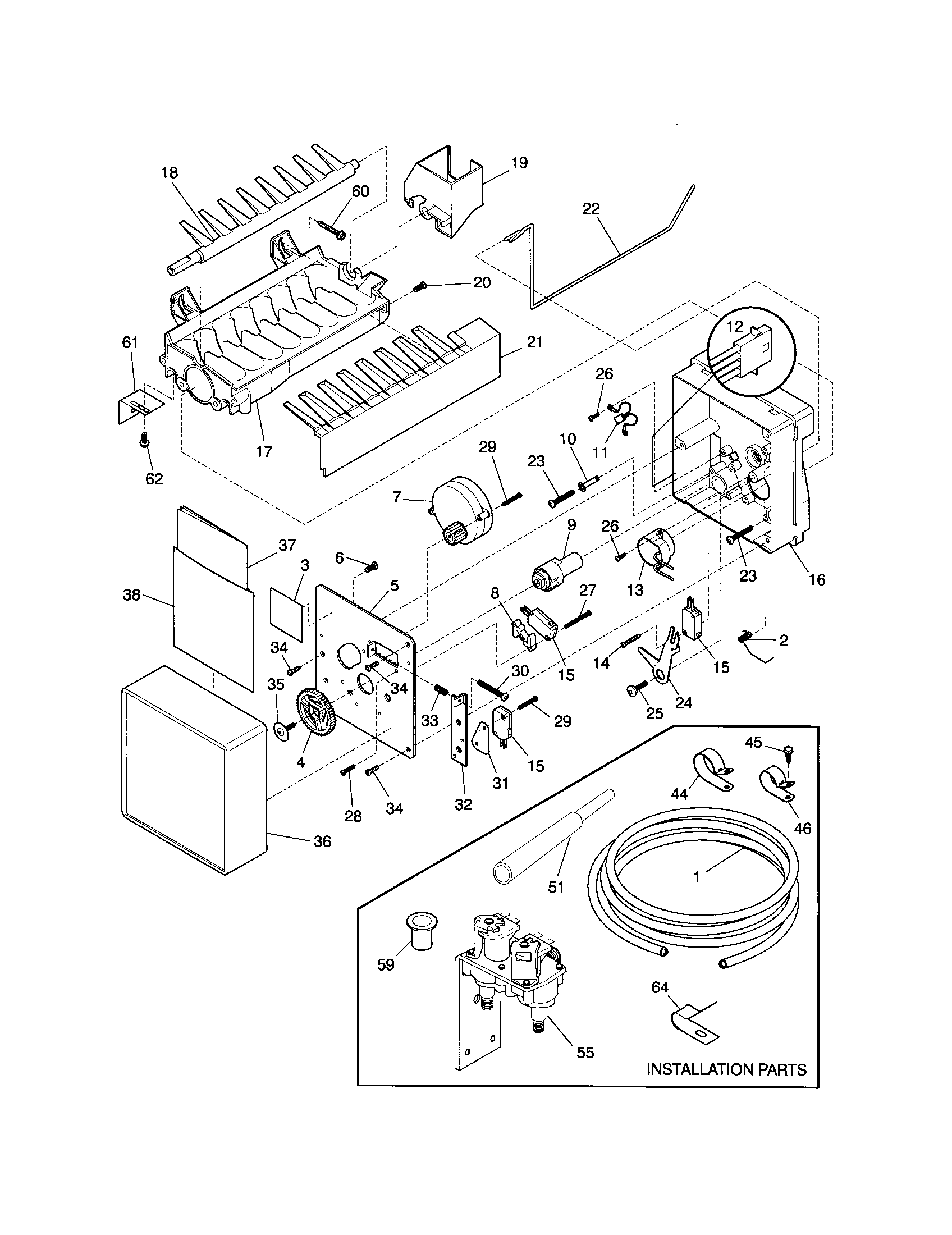 Frigidaire F45WJ26HW1 ice maker diagram