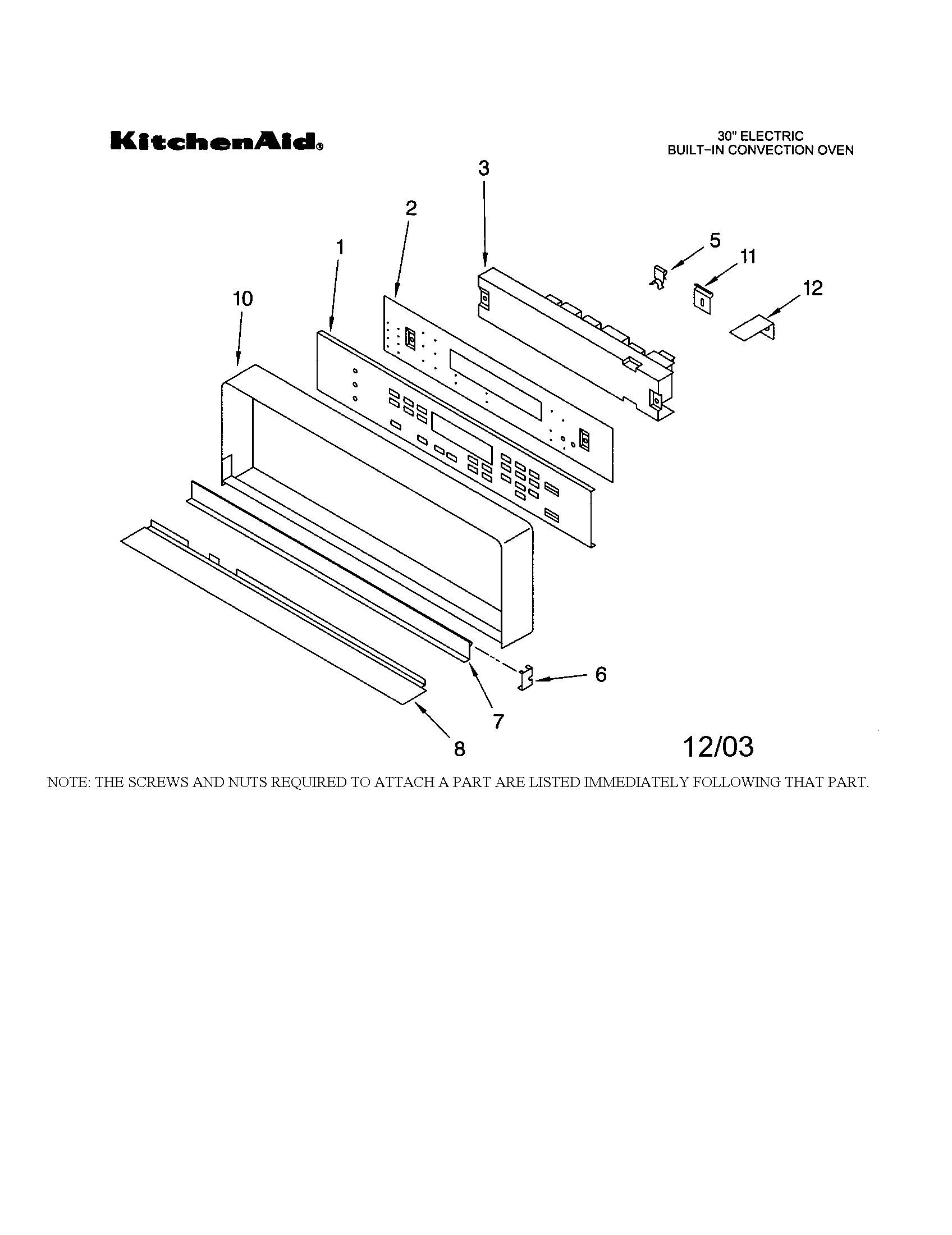 KitchenAid KEBS107YBL3 control panel diagram