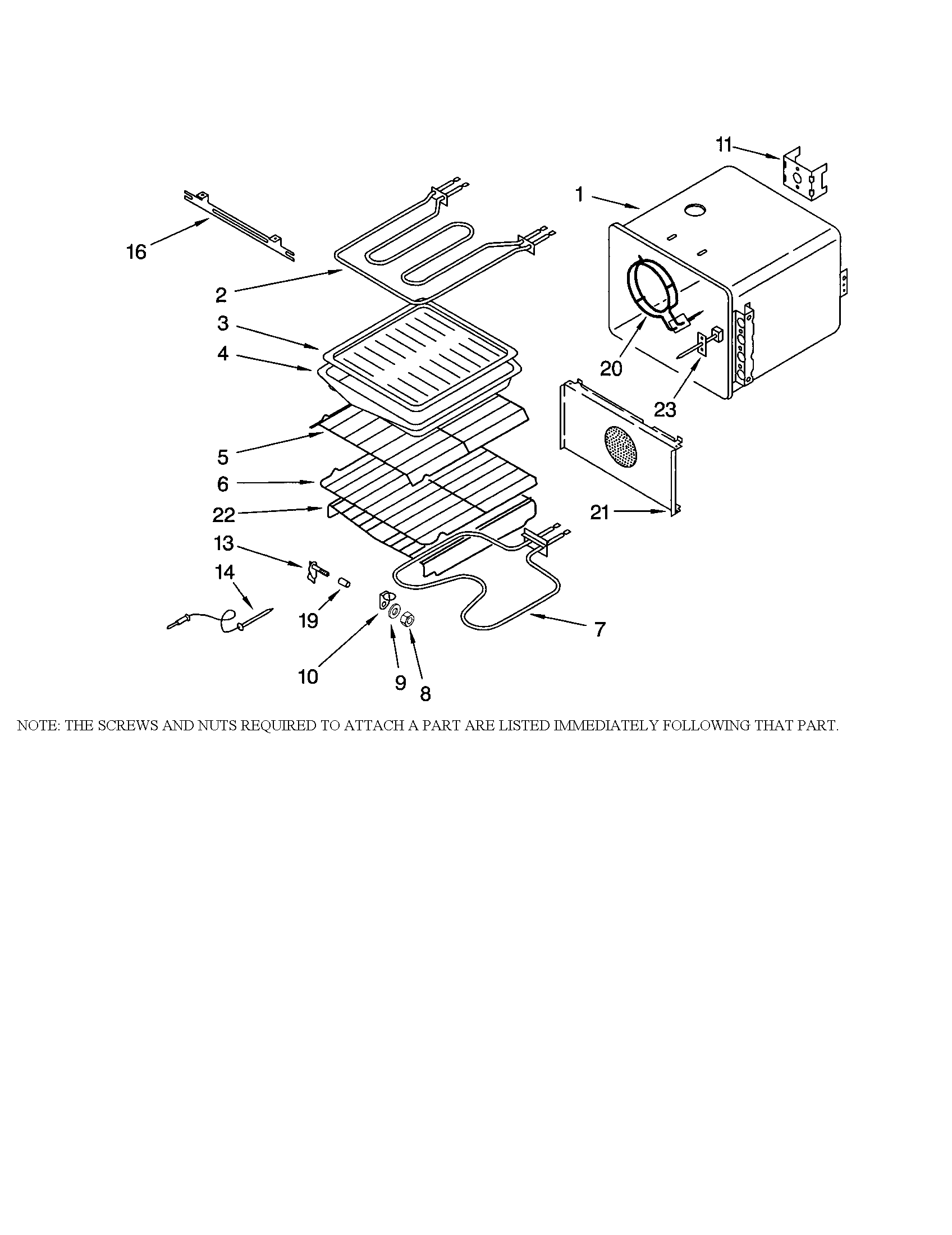 KitchenAid KEBS107YBL3 internal oven diagram