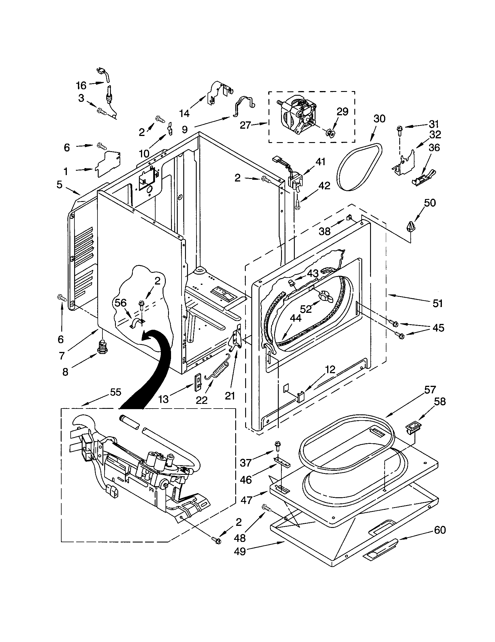 Kenmore 11074612200 cabinet diagram