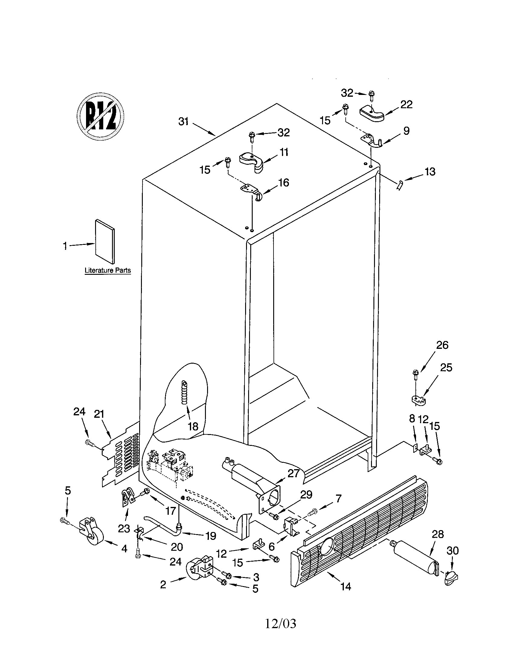 KitchenAid KSRK25ILSS02 cabinet diagram