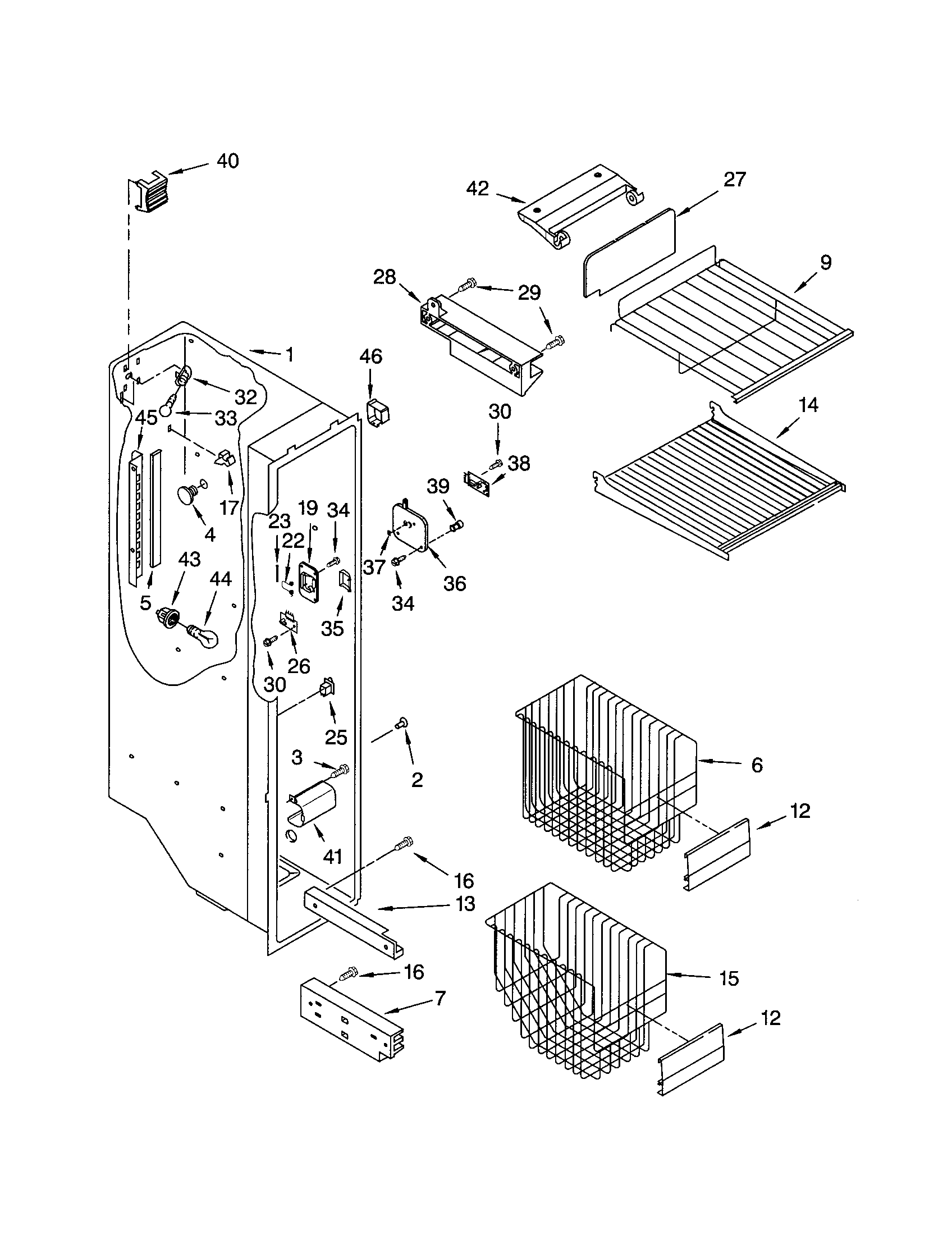 KitchenAid KSRK25ILSS02 freezer liner diagram