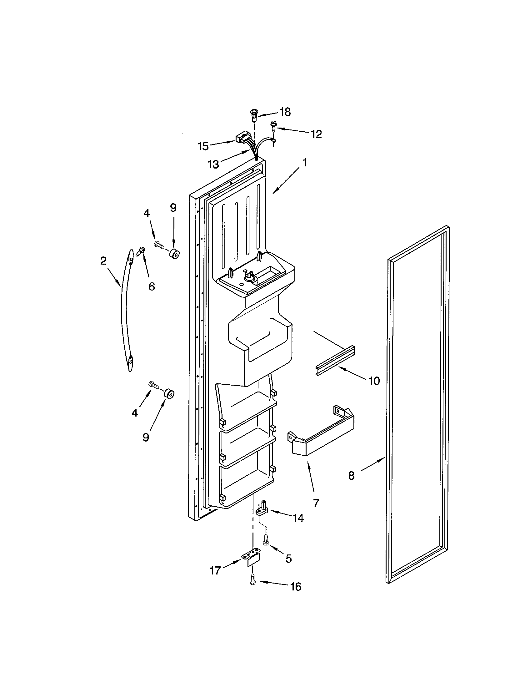 KitchenAid KSRK25ILSS02 freezer door diagram