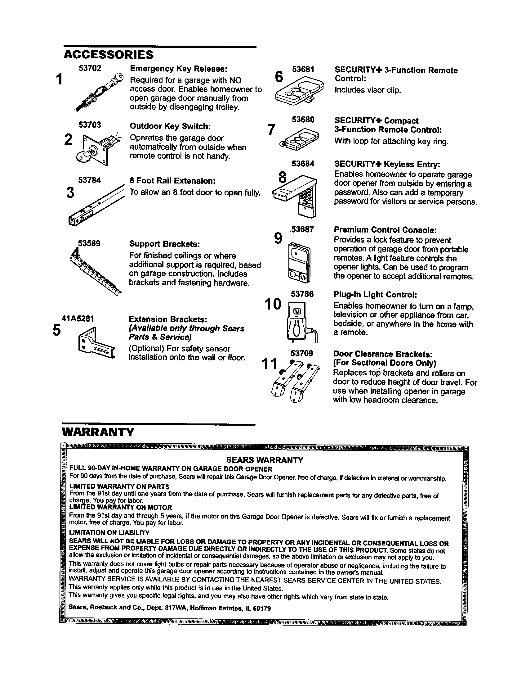 Craftsman 13953954 accessories diagram