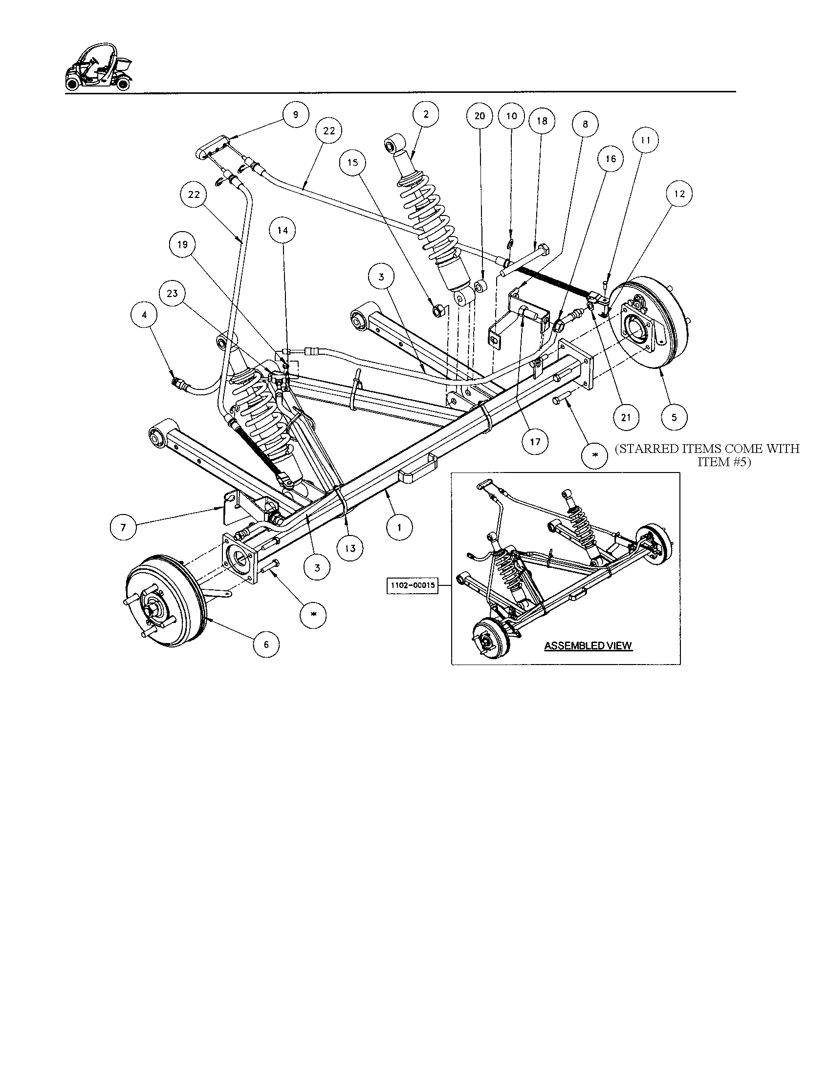 Gem Products GEM E825 suspension frame w/bushings - rear diagram