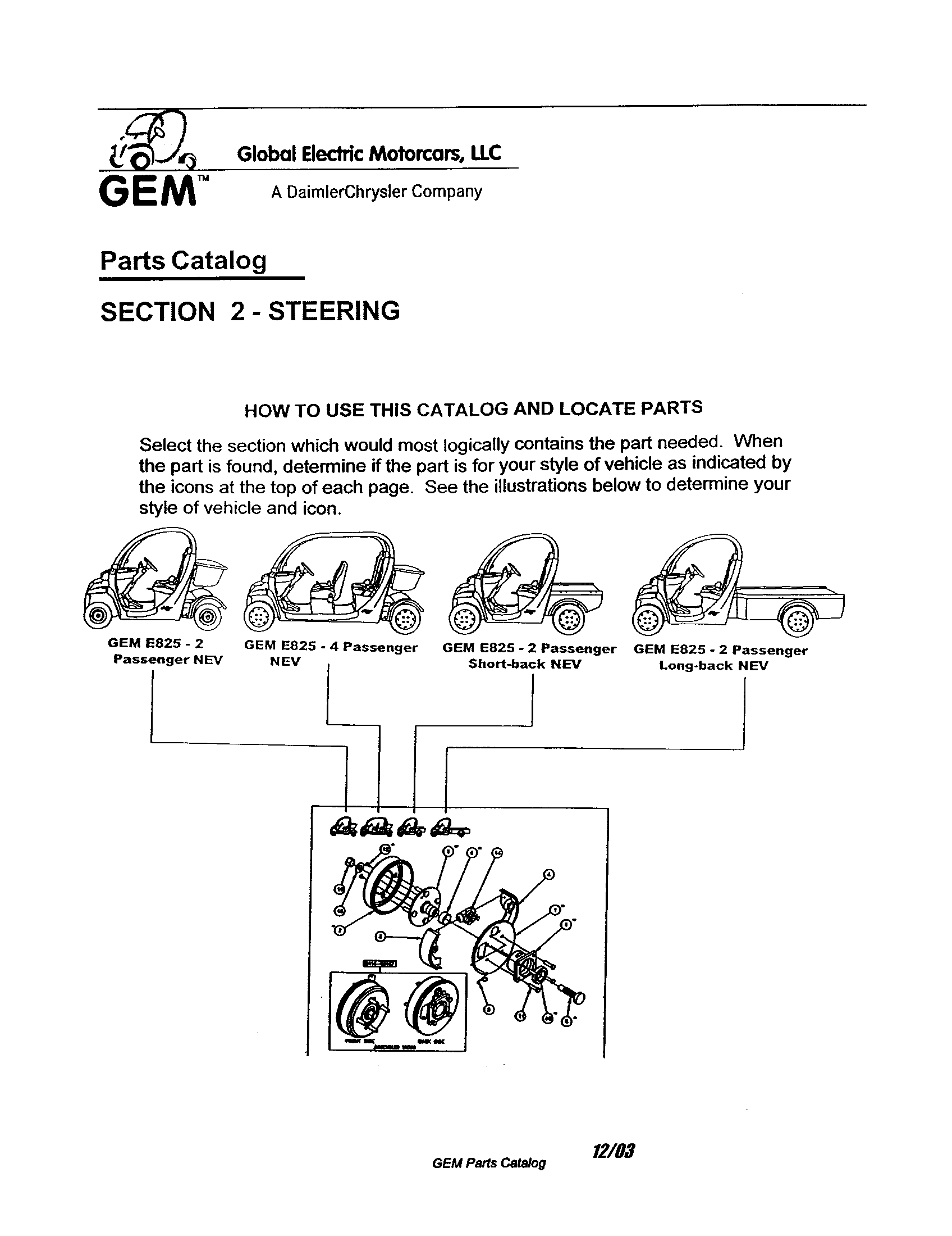 Gem Products GEM E825 steering - section 2 diagram