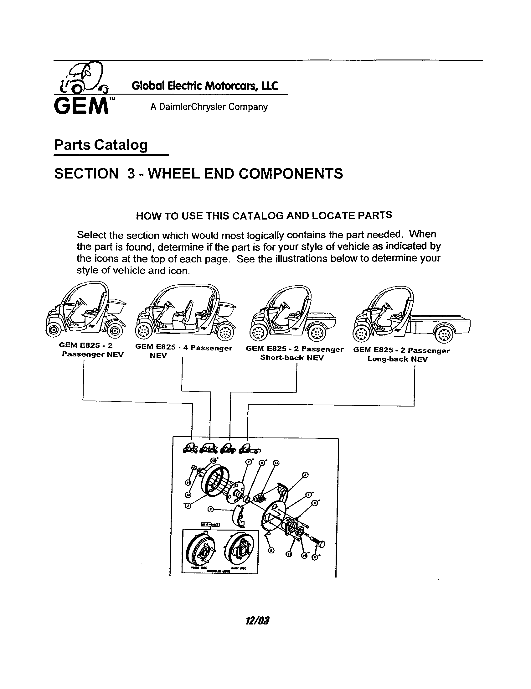Gem Products GEM E825 wheel end components - section 3 diagram