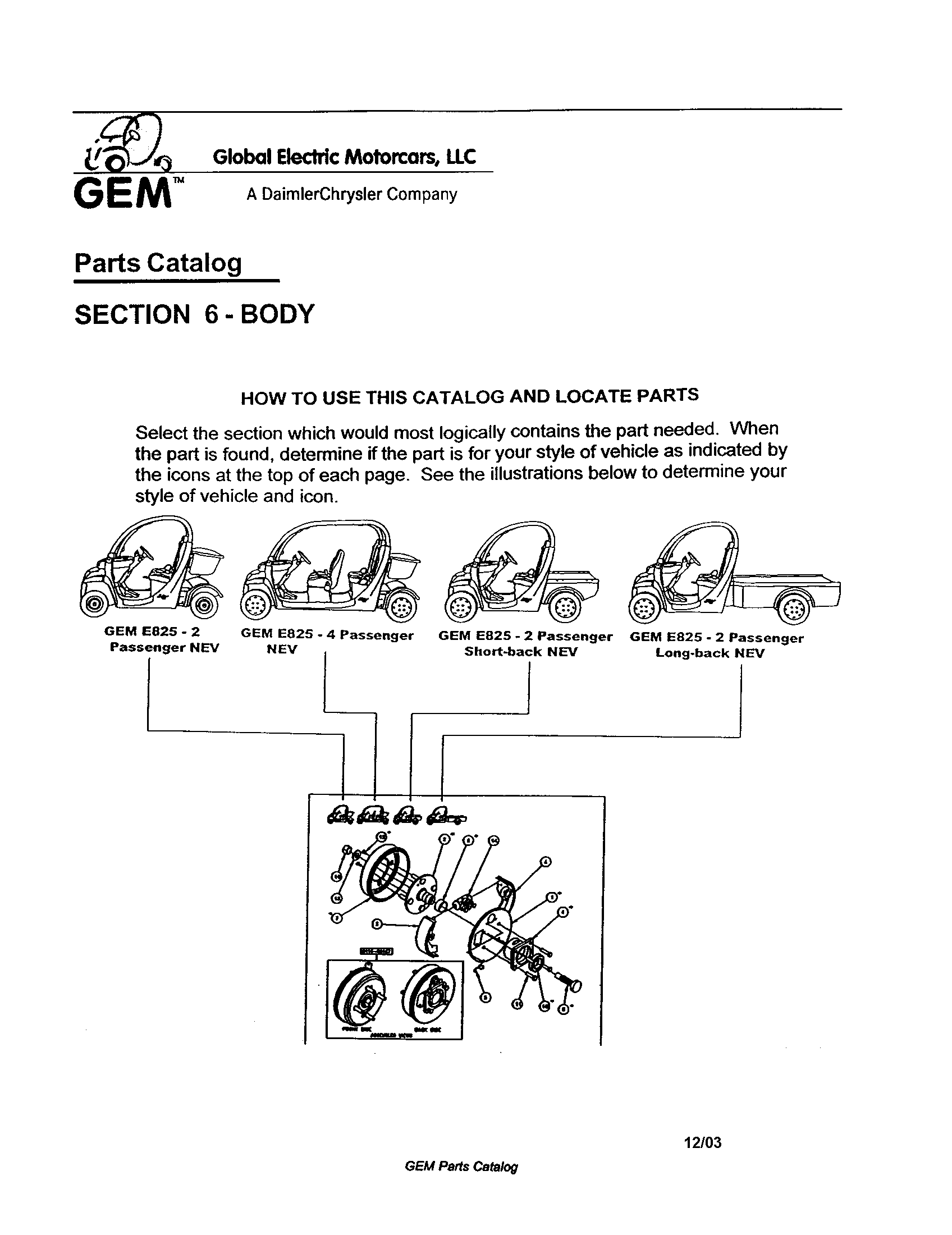 Gem Products GEM E825 body - section 6 diagram