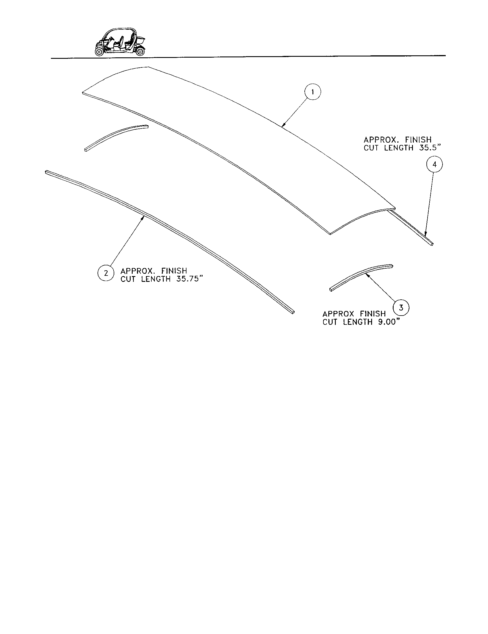Gem Products GEM E825 roof panel - rear 4 pass diagram