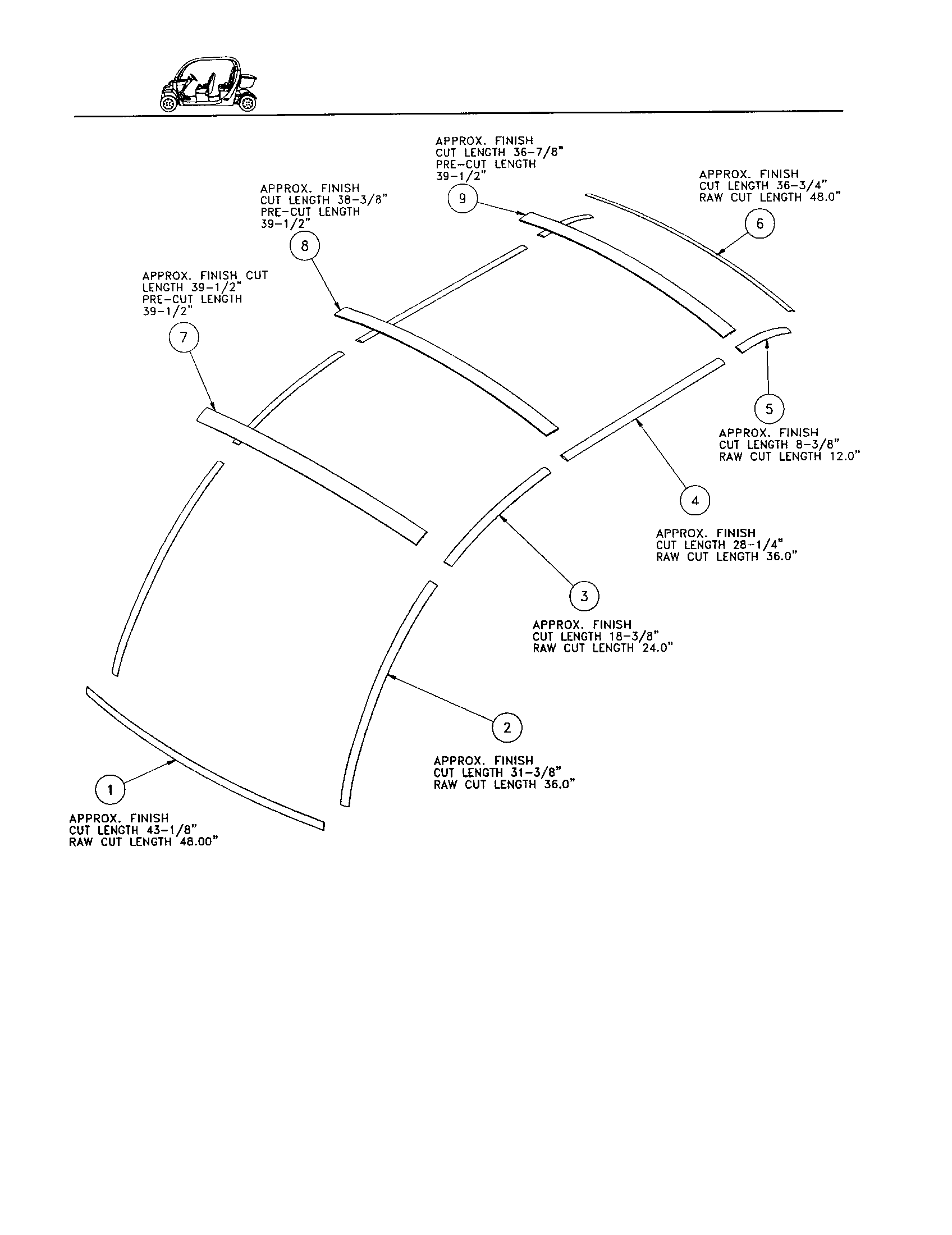 Gem Products GEM E825 roof trim - 4 pass diagram