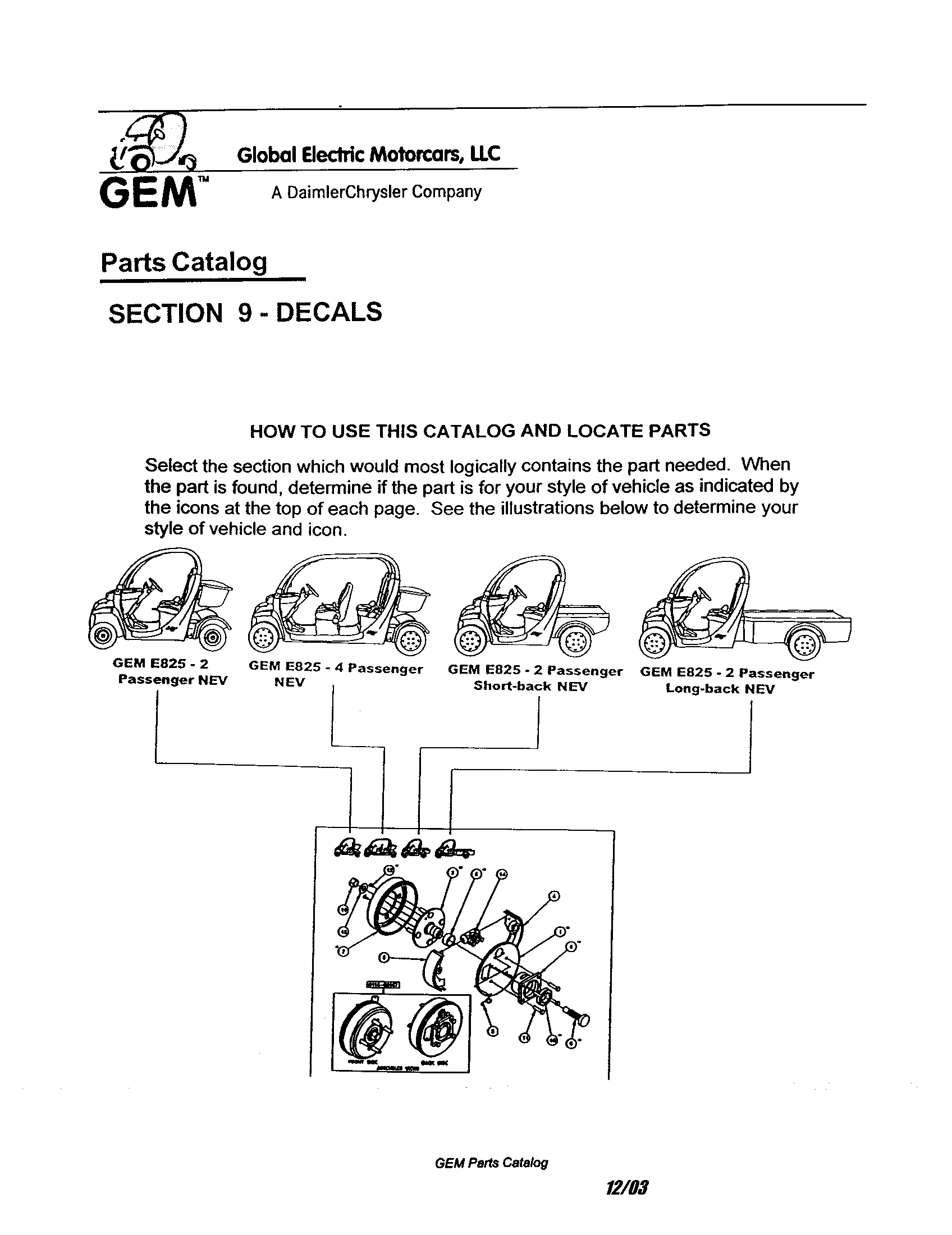 Gem Products GEM E825 decals - section 9 diagram