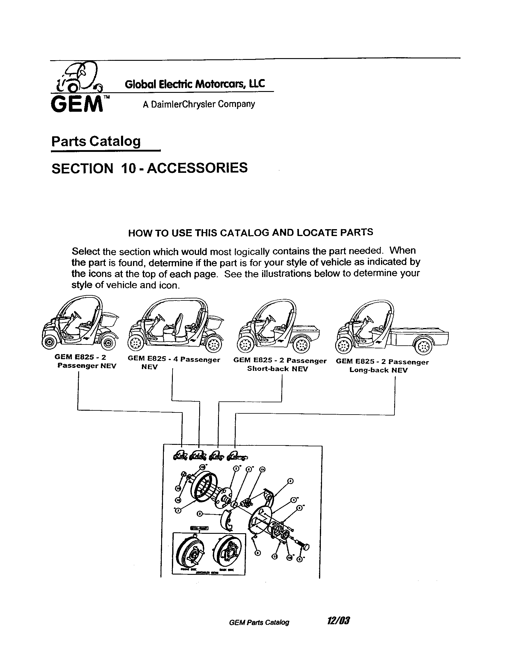 Gem Products GEM E825 accessories - section 10 diagram